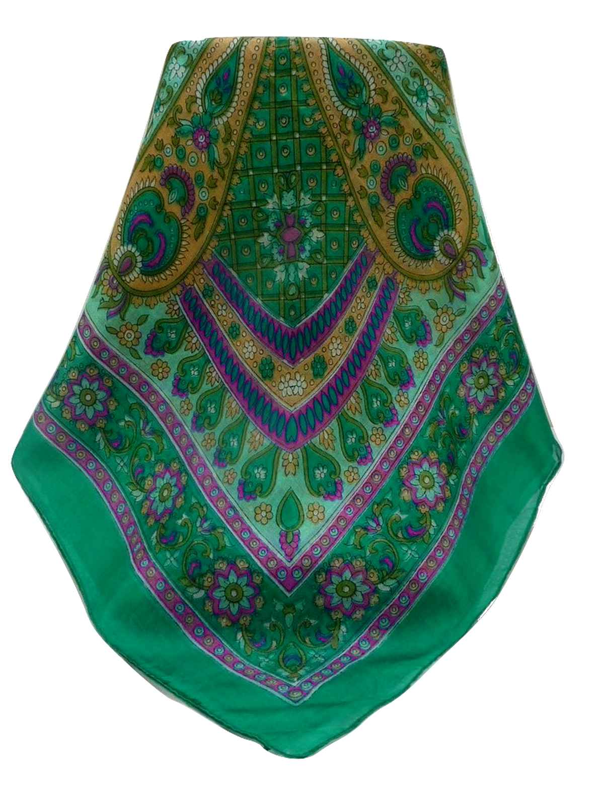 Mulberry Silk Traditional Square Scarf Rajpoor Emerald by Pashmina & Silk