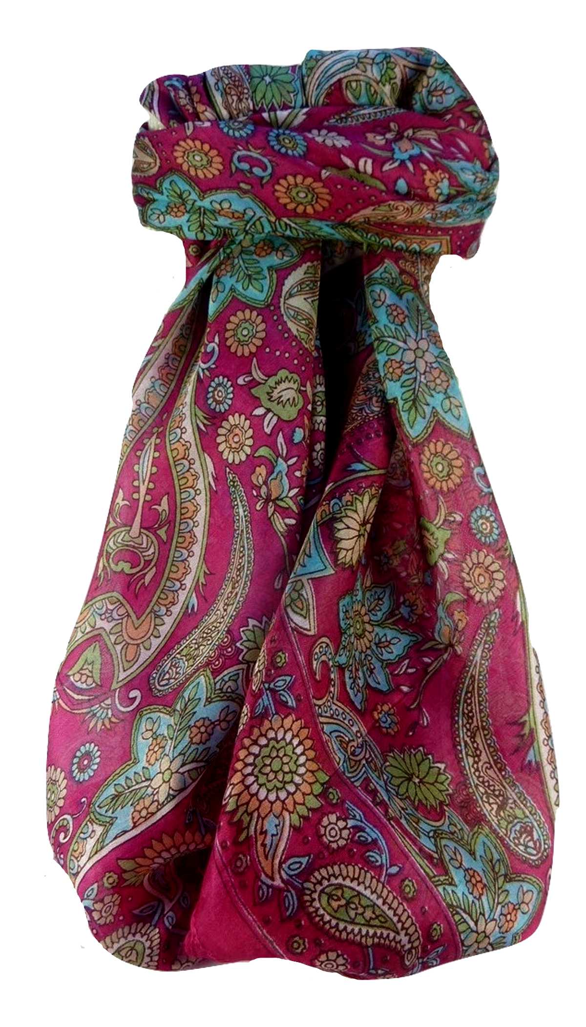 Tradizionale Sciarpa Quadrata di Seta Ravi Pink di Pashmina & Silk
