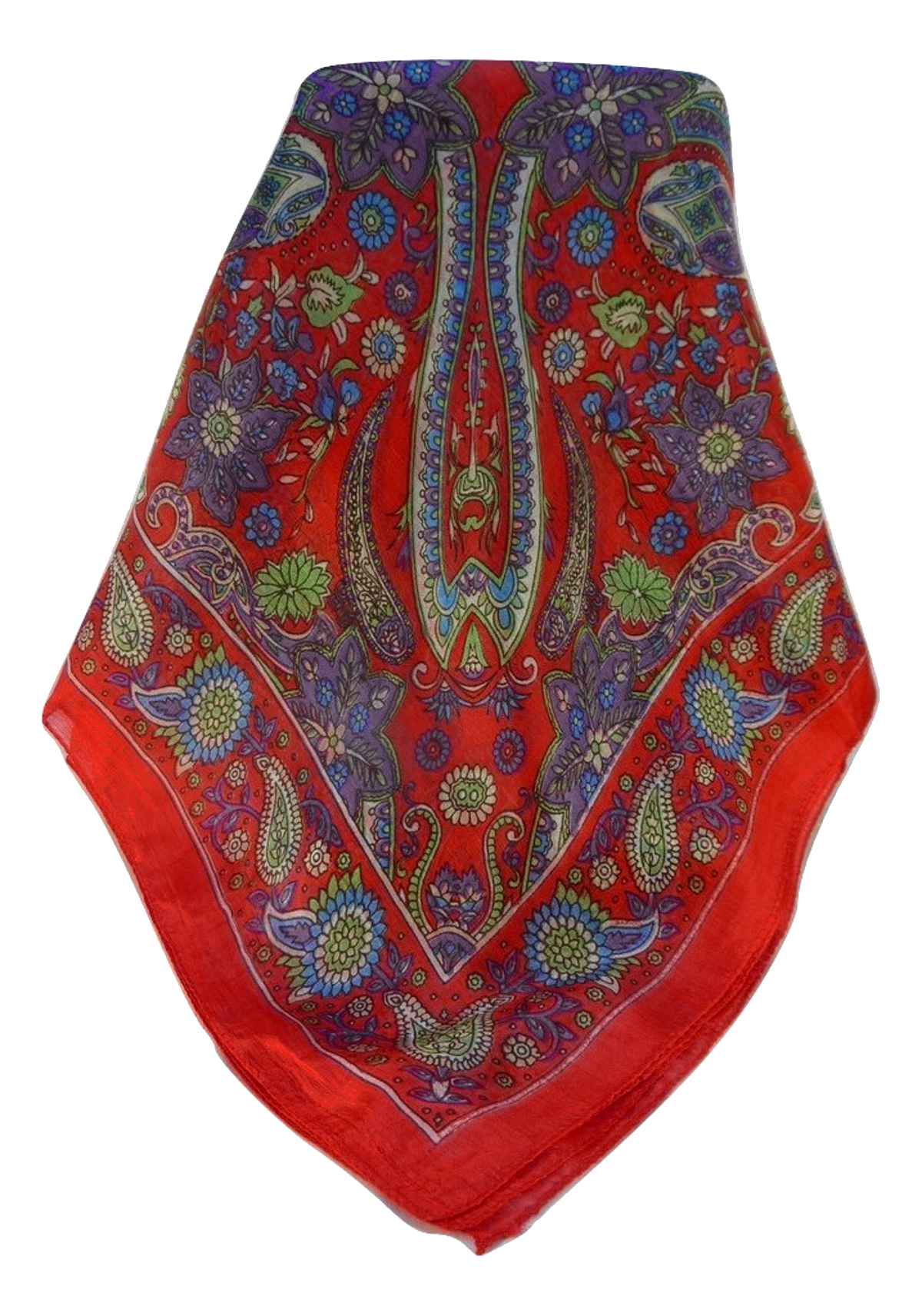 Tradizionale Sciarpa Quadrata di Seta Ravi Scarlet di Pashmina & Silk