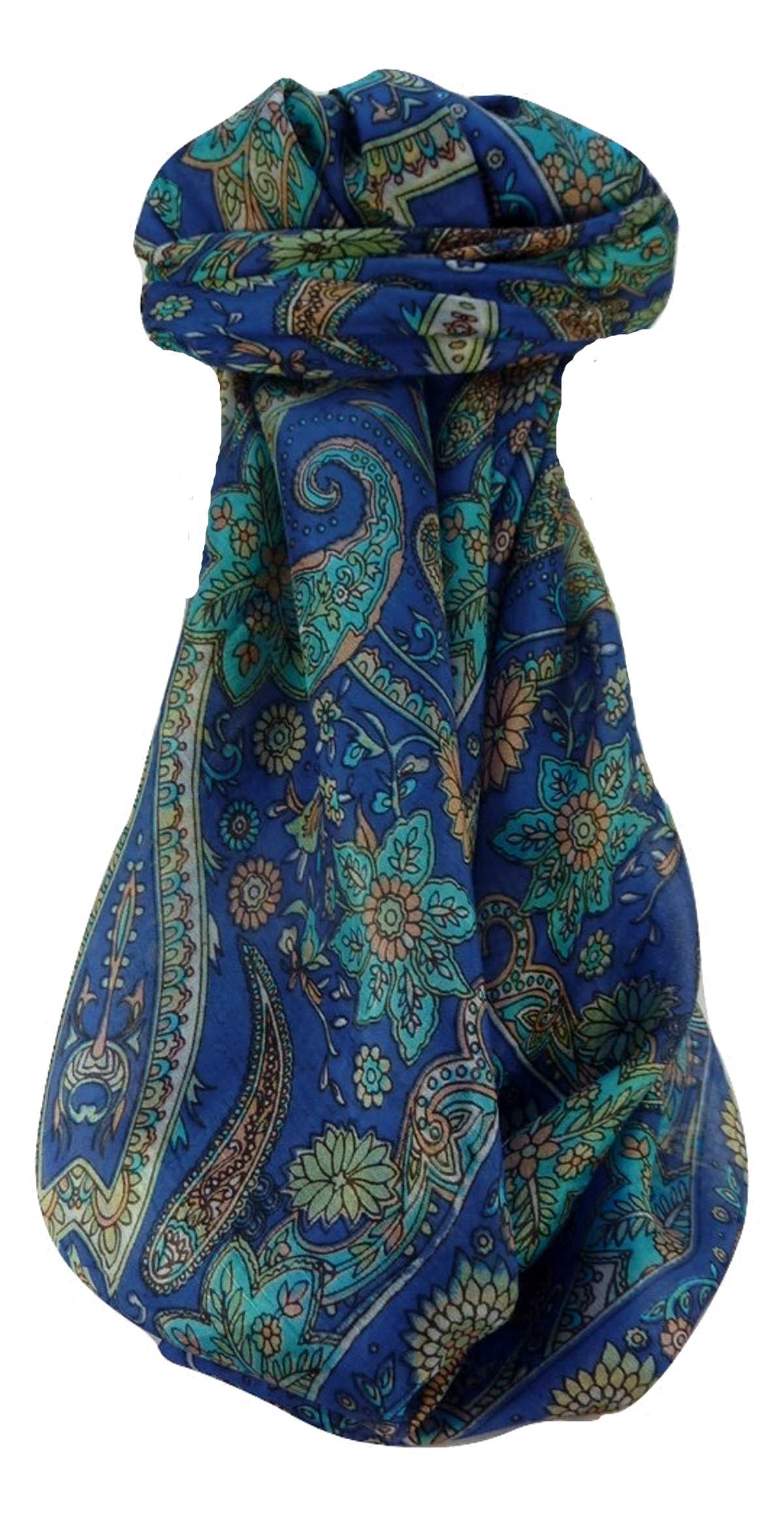 Tradizionale Sciarpa Quadrata di Seta Ravi Blue di Pashmina & Silk