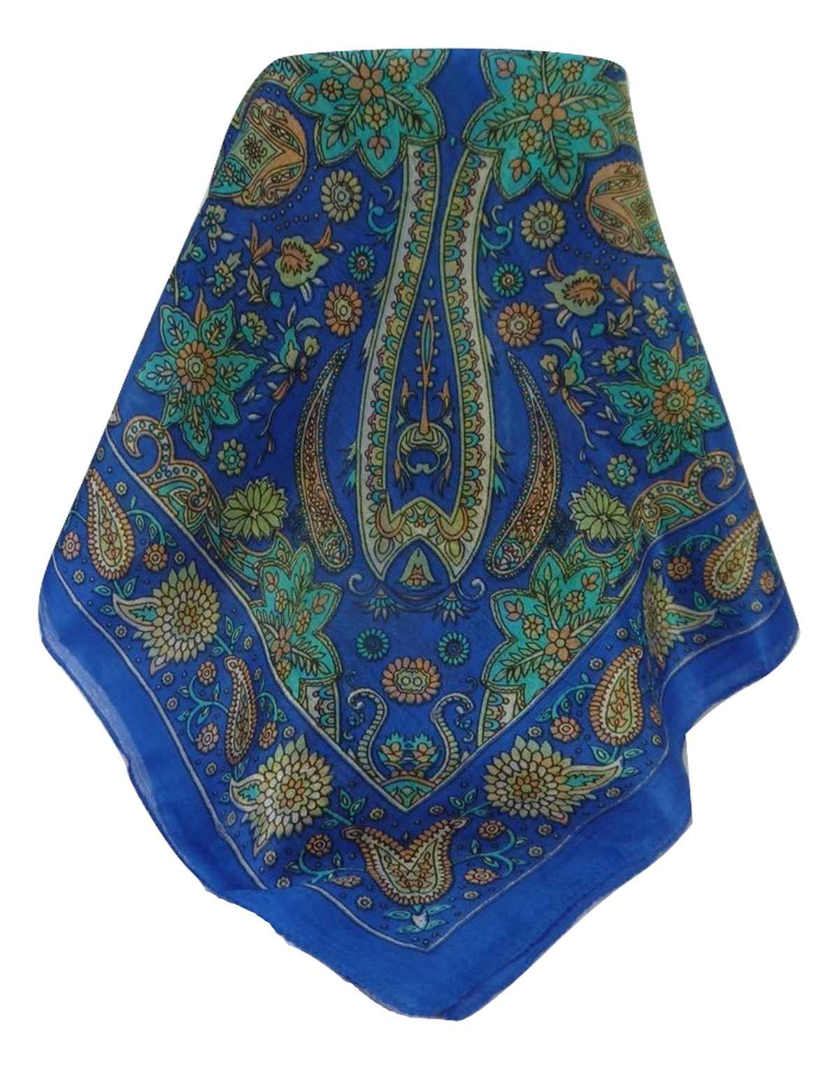 Tradizionale Sciarpa Quadrata di Seta Ravi Blue di Pashmina & Silk