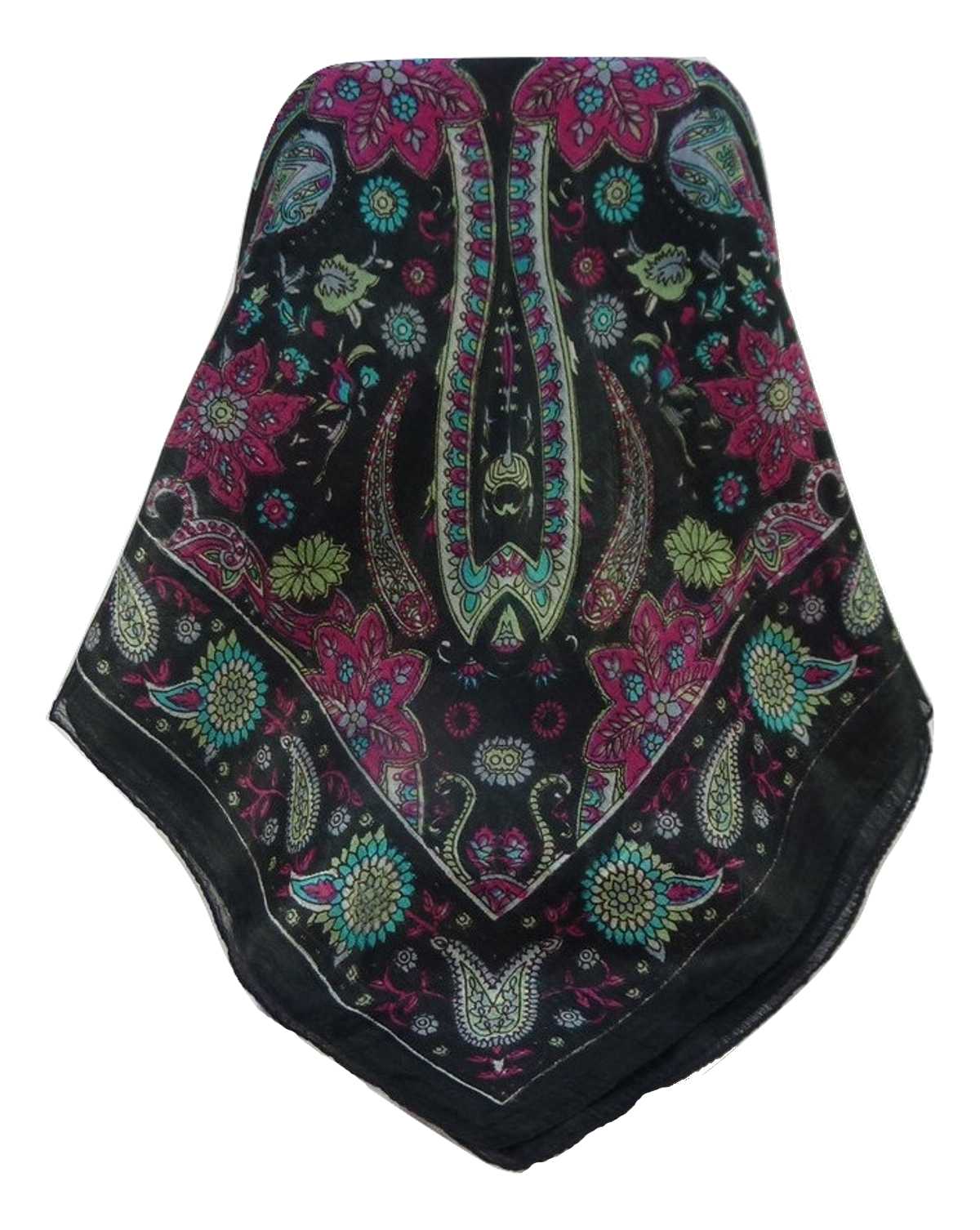 Tradizionale Sciarpa Quadrata di Seta Ravi Black di Pashmina & Silk