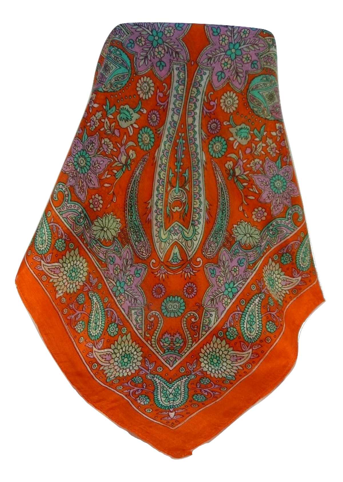 Tradizionale Sciarpa Quadrata di Seta Ravi Tangerine di Pashmina & Silk
