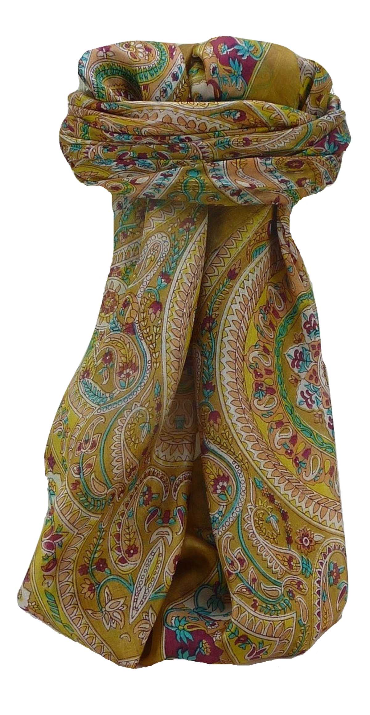 Mulberry Silk Traditional Square Scarf Ridan Caramel by Pashmina & Silk