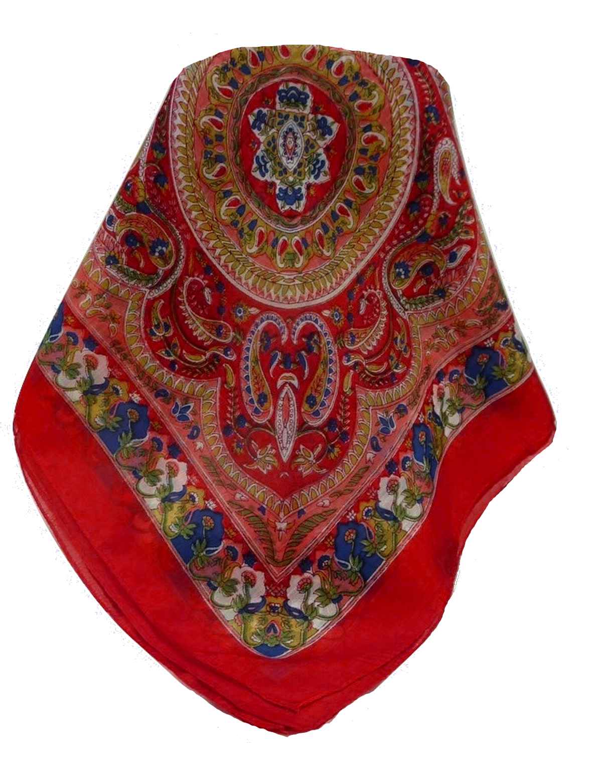 Mulberry Silk Traditional Square Scarf Ridan Scarlet by Pashmina & Silk