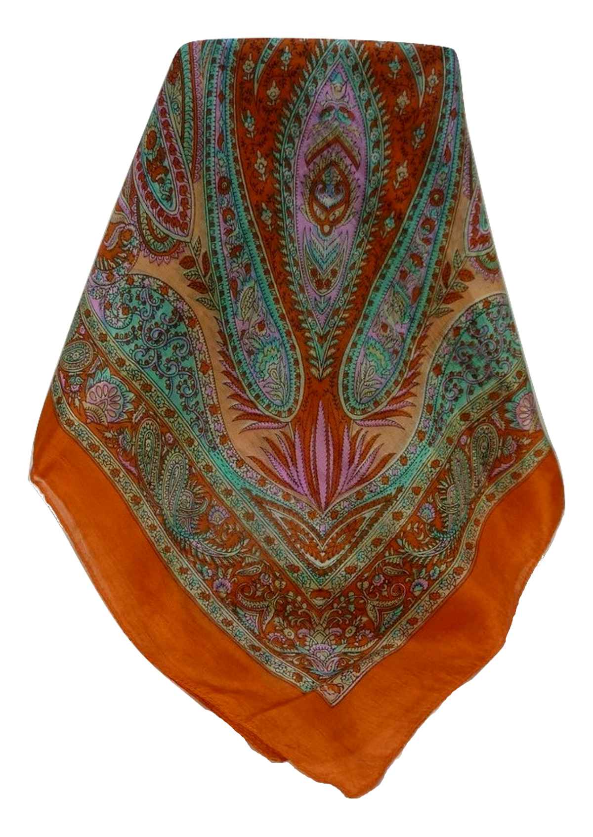 Mulberry Silk Traditional Square Scarf Sariz Tangerine by Pashmina & Silk