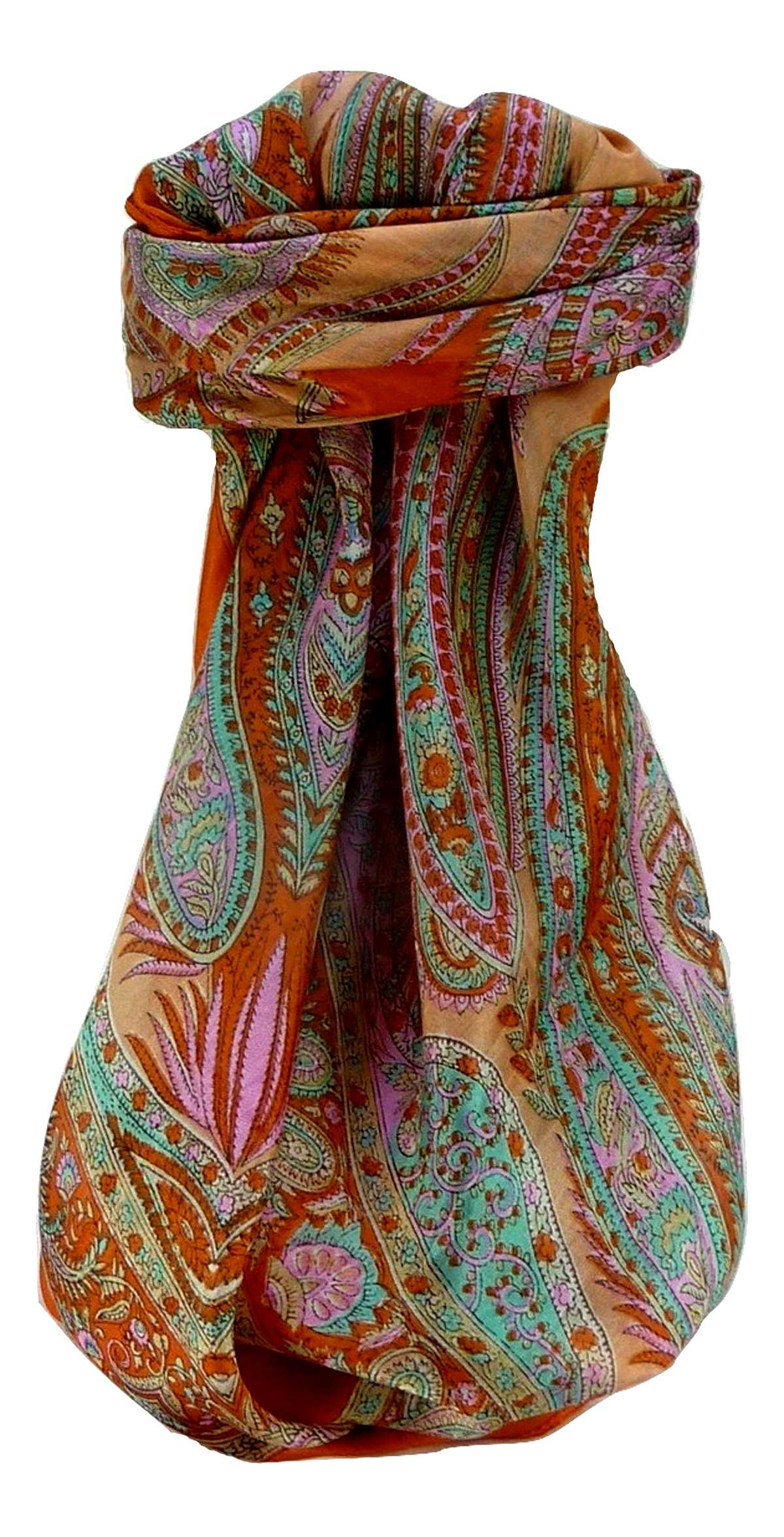 Mulberry Silk Traditional Square Scarf Sariz Tangerine by Pashmina & Silk