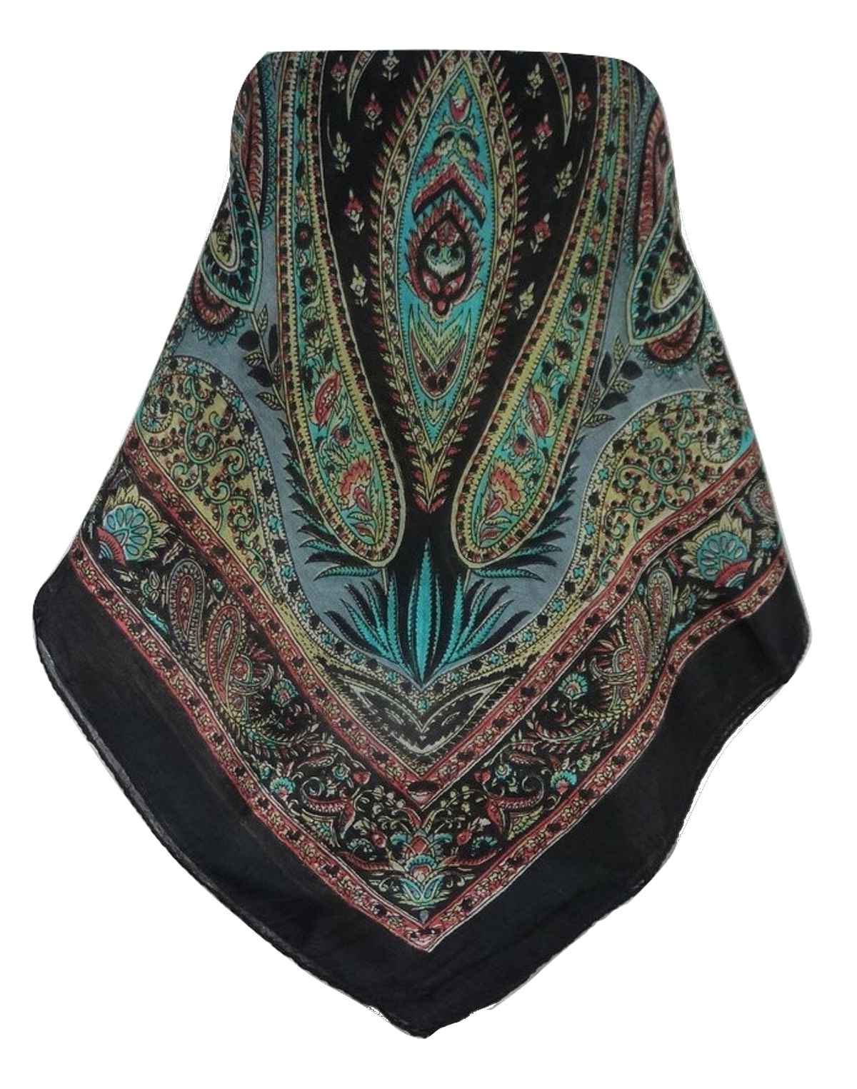 Mulberry Silk Traditional Square Scarf Sariz Black by Pashmina & Silk