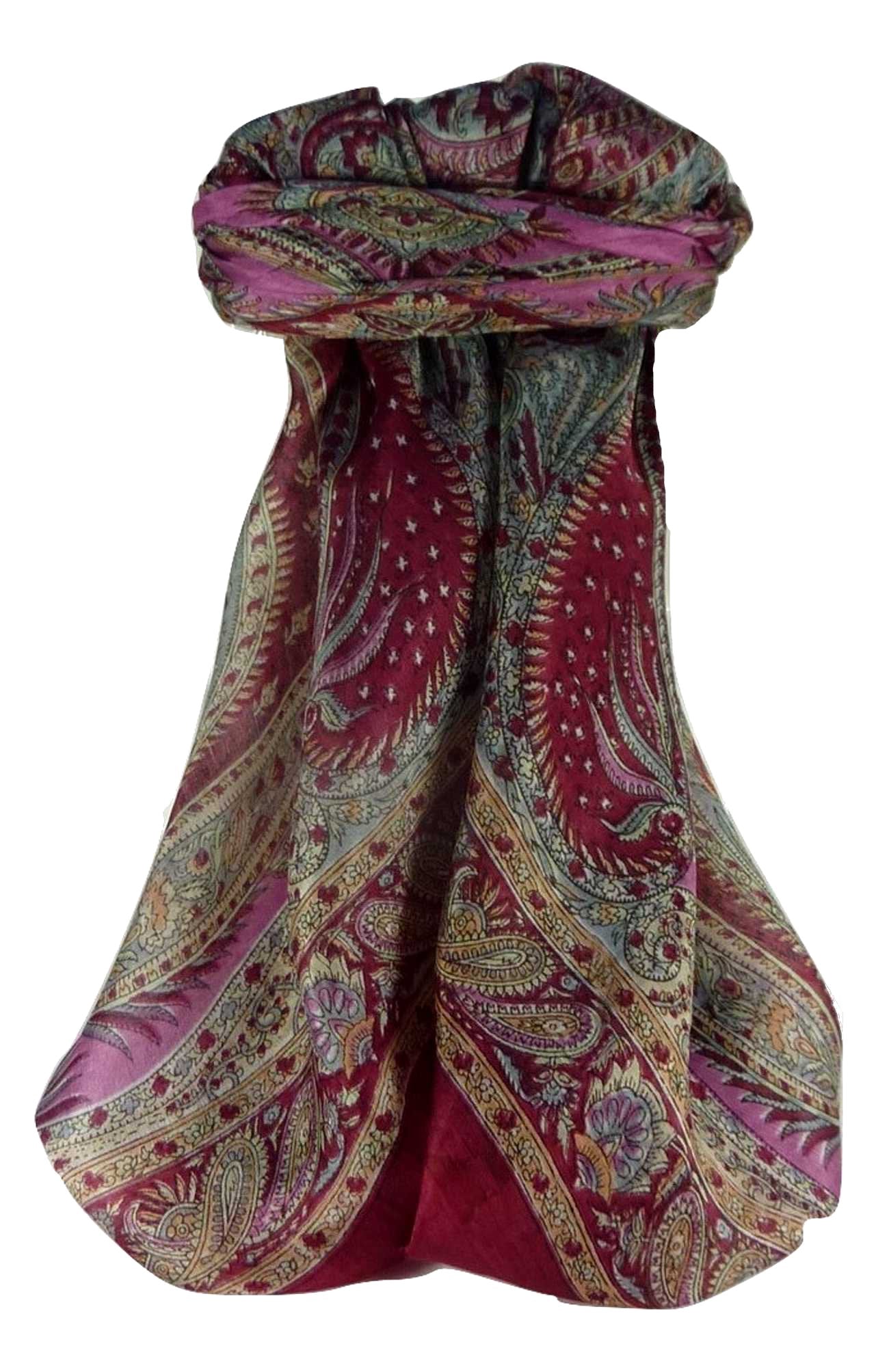 Mulberry Silk Traditional Square Scarf Sariz Wine by Pashmina & Silk