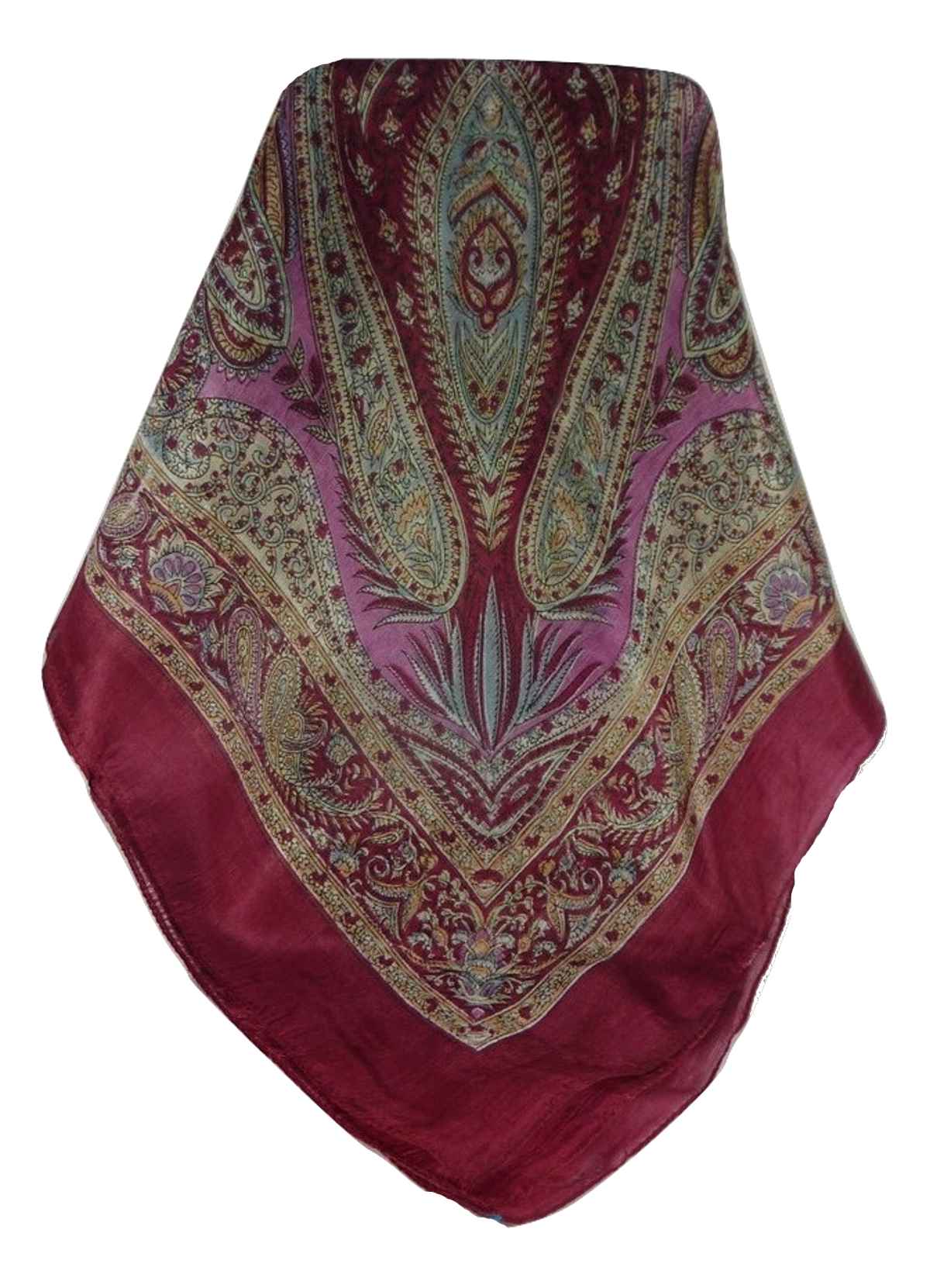 Mulberry Silk Traditional Square Scarf Sariz Wine by Pashmina & Silk