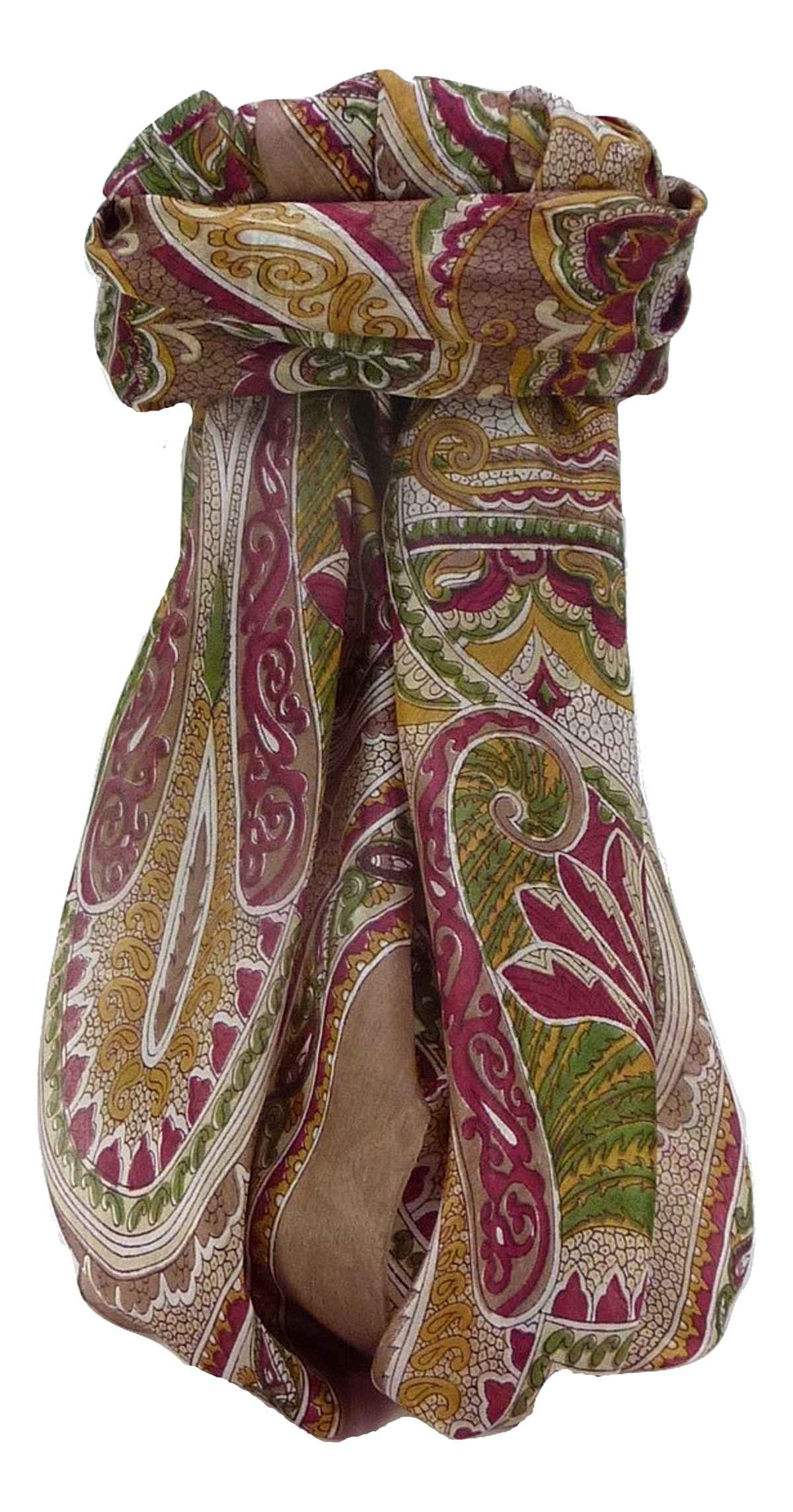 Tradizionale Sciarpa Quadrata di Seta Shakir Chestnut di Pashmina & Silk
