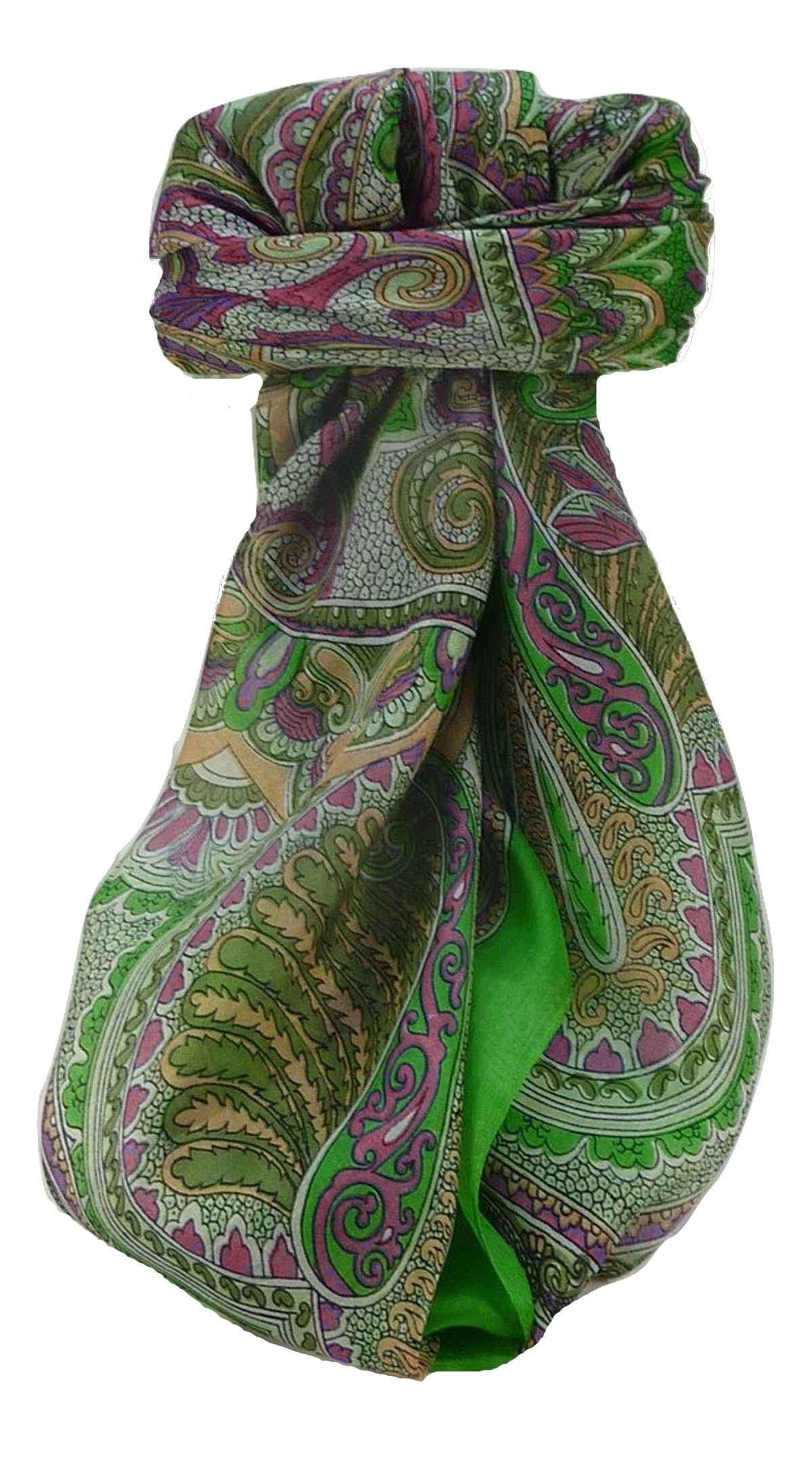 Tradizionale Sciarpa Quadrata di Seta Shakir Jade di Pashmina & Silk