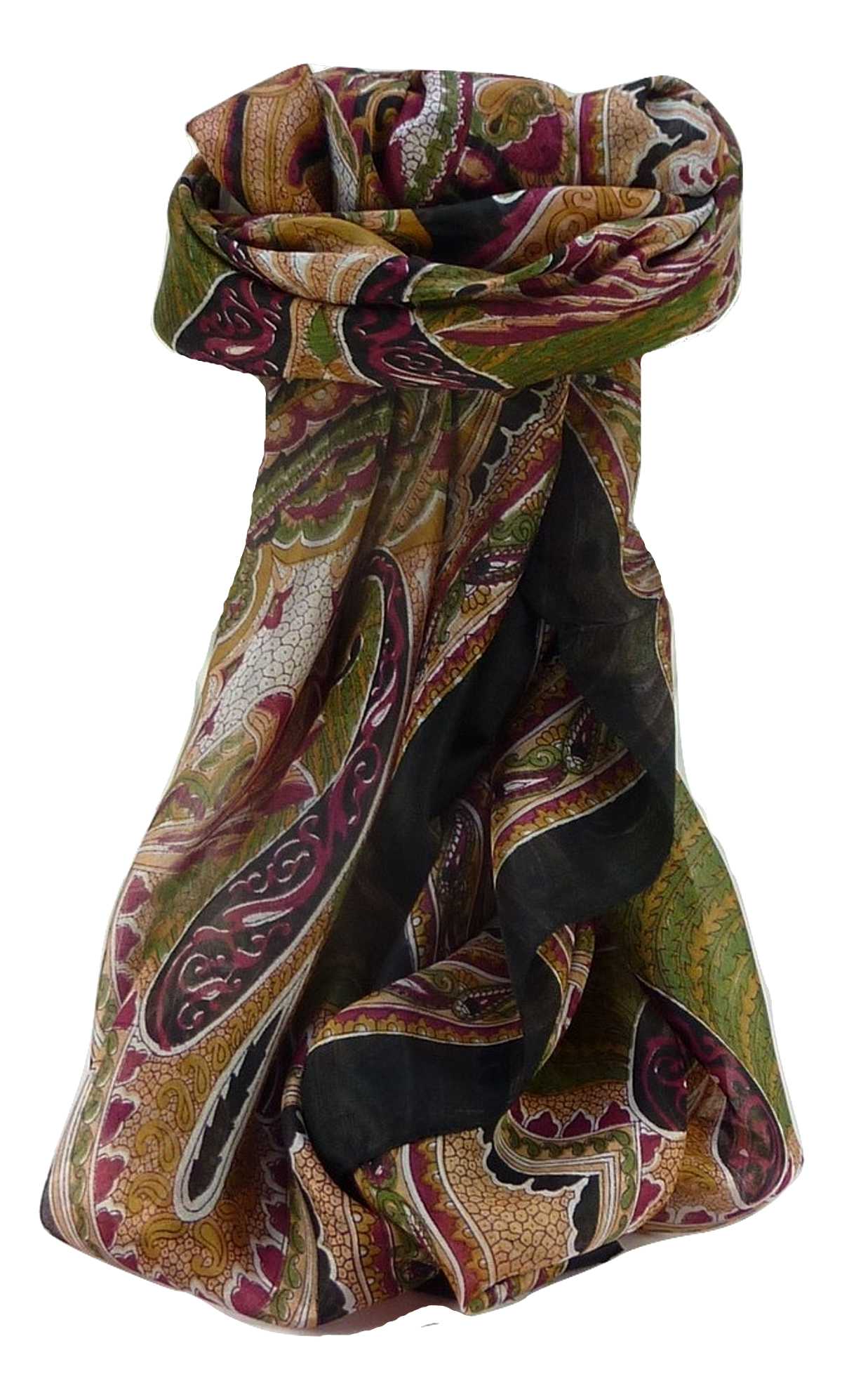 Tradizionale Sciarpa Quadrata di Seta Shakir Black di Pashmina & Silk