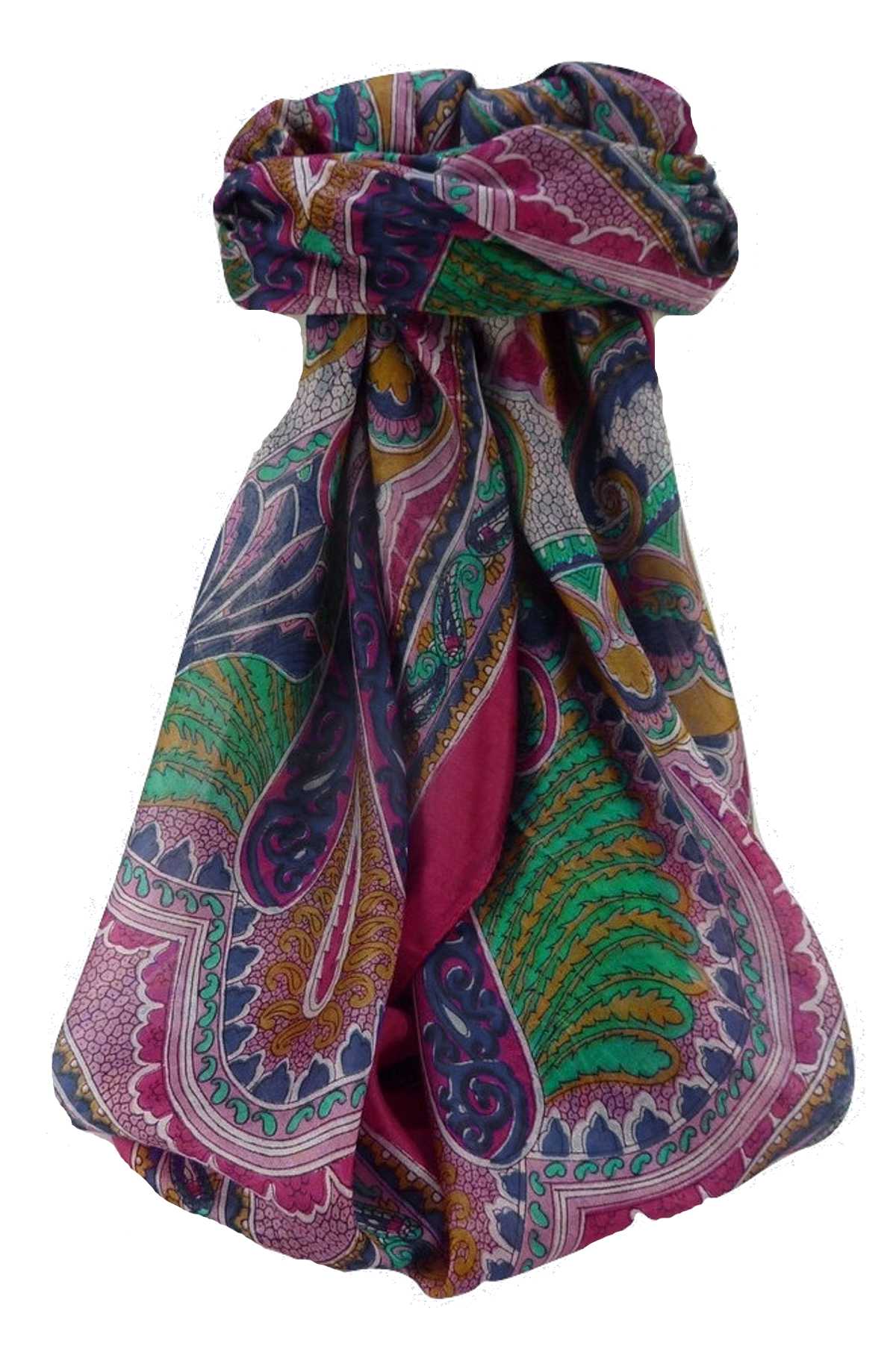Tradizionale Sciarpa Quadrata di Seta Shakir Pink di Pashmina & Silk