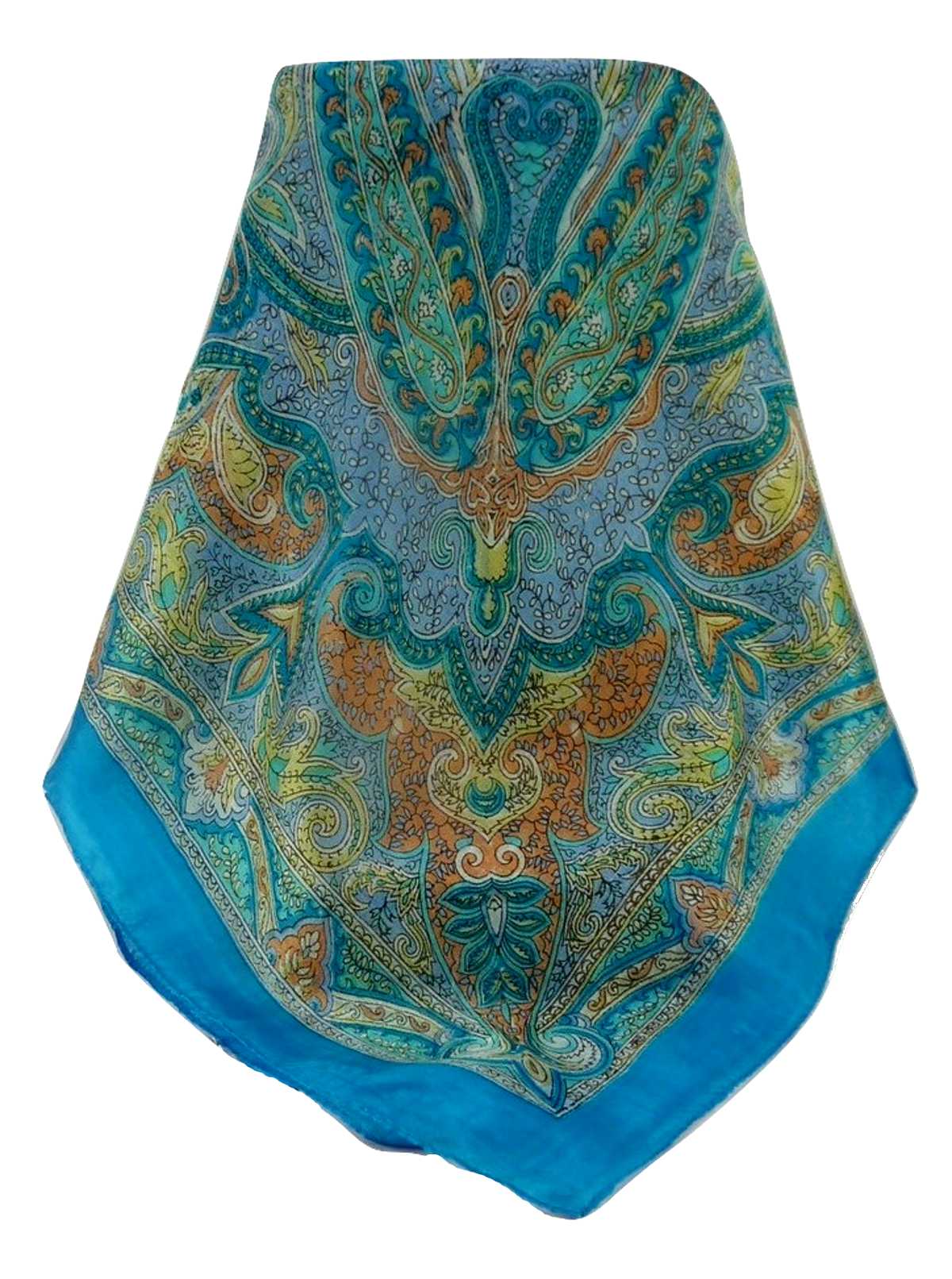 Tradizionale Sciarpa Quadrata di Seta Shruti Aqua di Pashmina & Silk