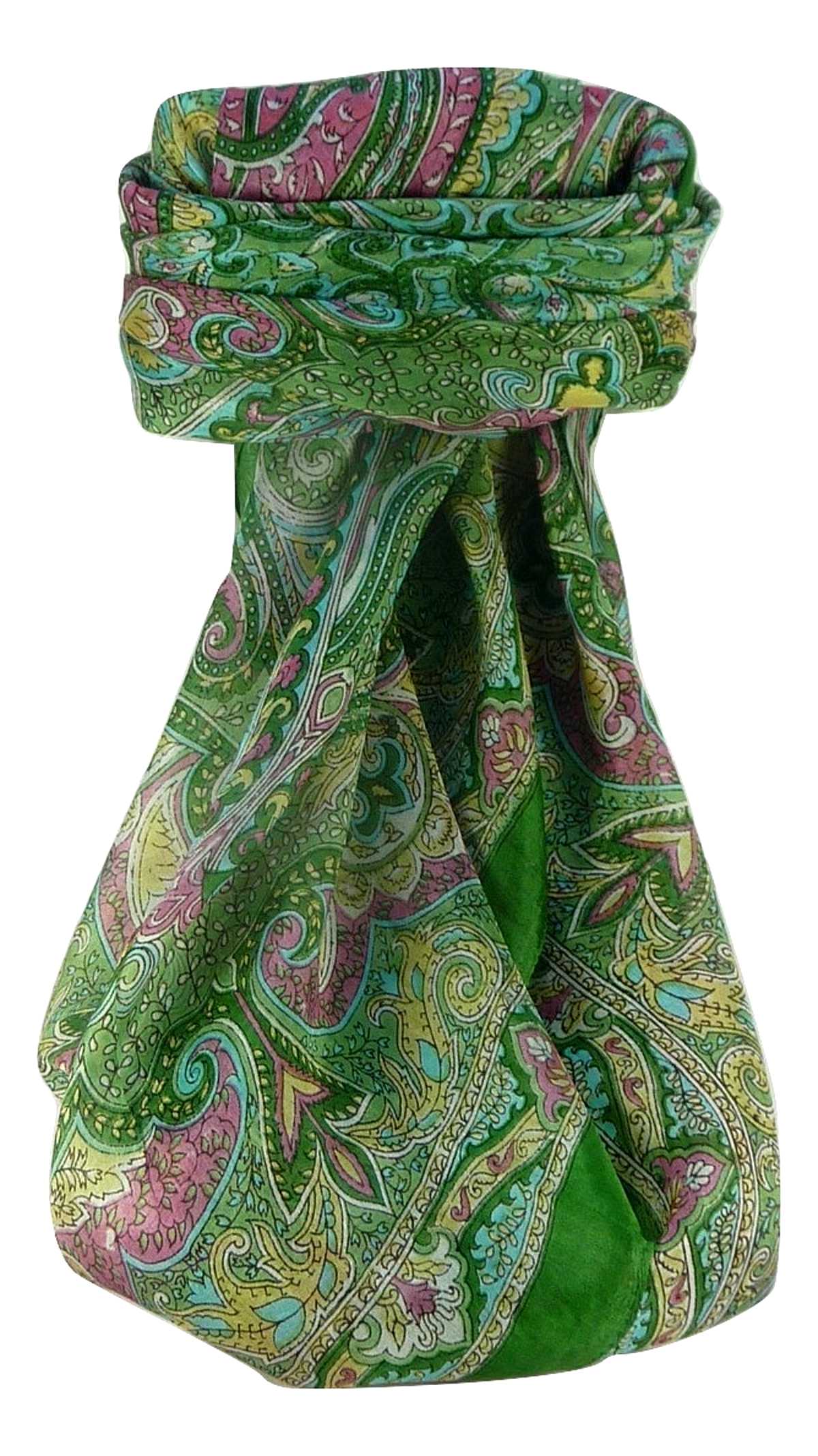 Tradizionale Sciarpa Quadrata di Seta Shruti Sage di Pashmina & Silk