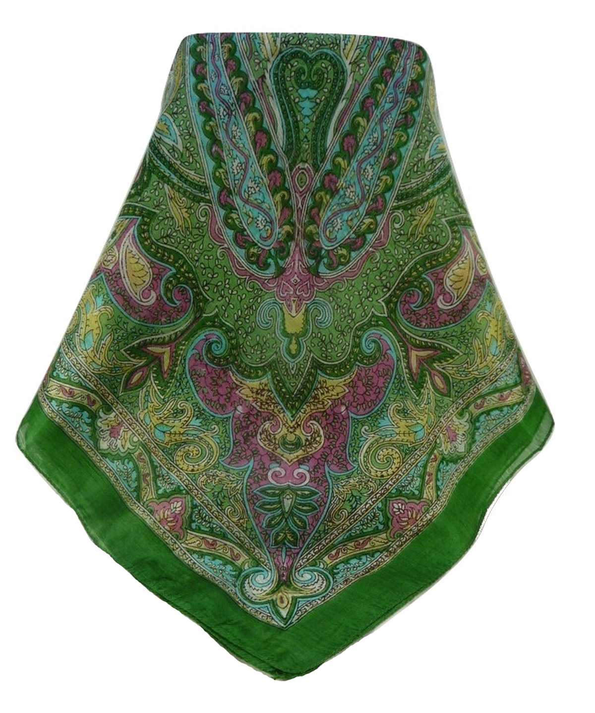 Tradizionale Sciarpa Quadrata di Seta Shruti Sage di Pashmina & Silk