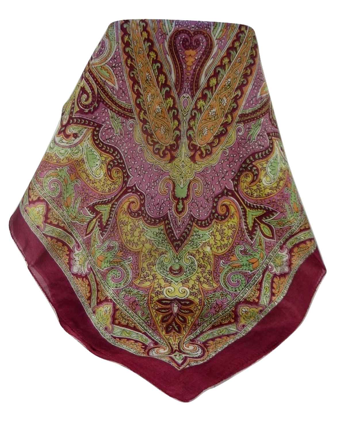 Tradizionale Sciarpa Quadrata di Seta Shruti Wine di Pashmina & Silk