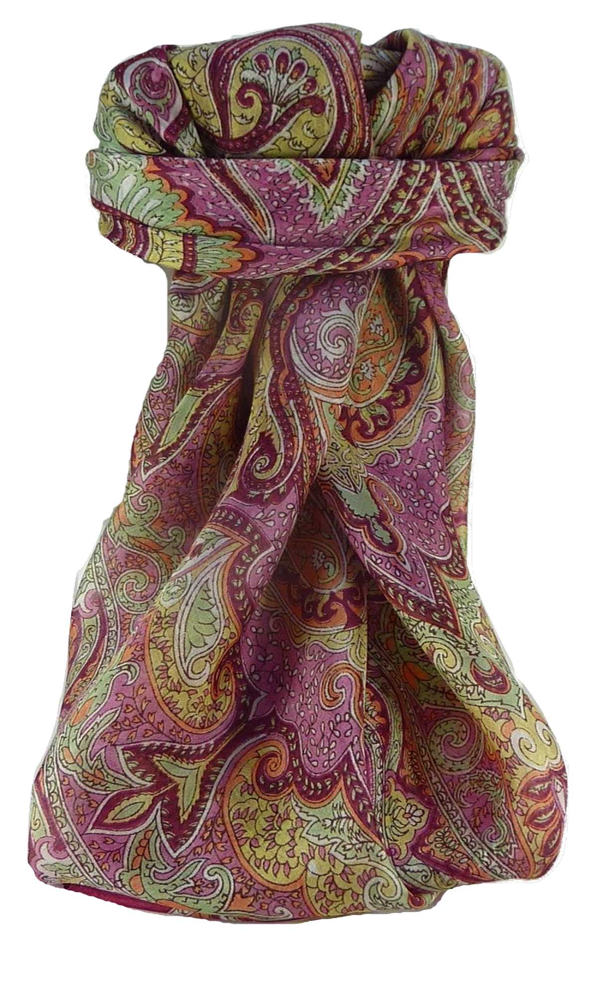 Tradizionale Sciarpa Quadrata di Seta Shruti Wine di Pashmina & Silk
