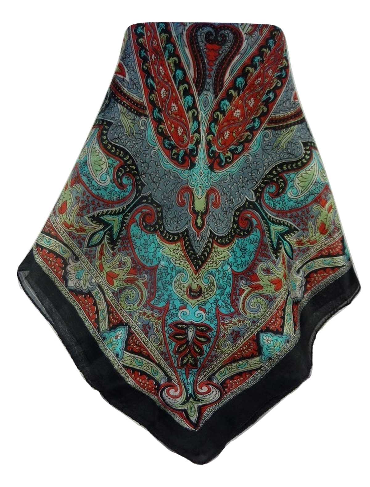 Tradizionale Sciarpa Quadrata di Seta Shruti Black di Pashmina & Silk