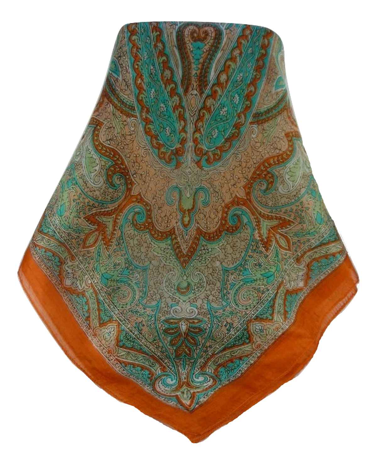 Tradizionale Sciarpa Quadrata di Seta Shruti Tangerine di Pashmina & Silk
