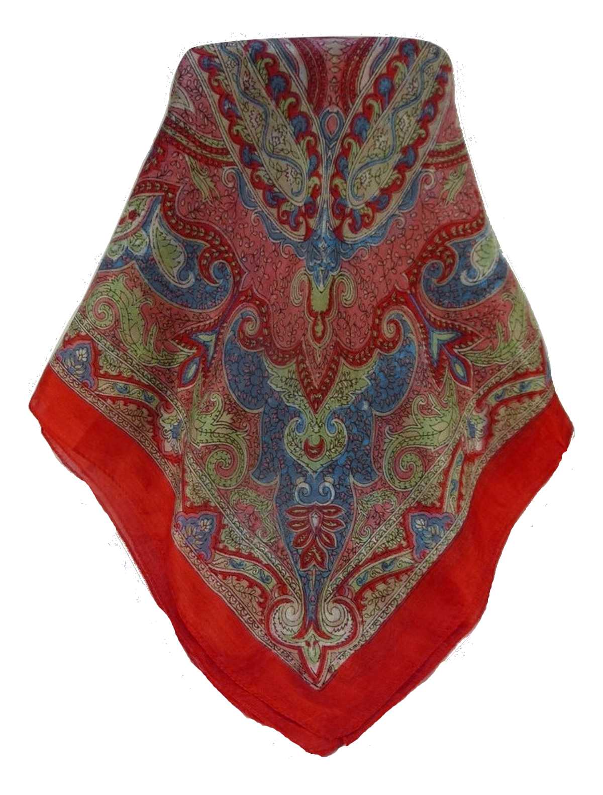 Tradizionale Sciarpa Quadrata di Seta Shruti Scarlet di Pashmina & Silk