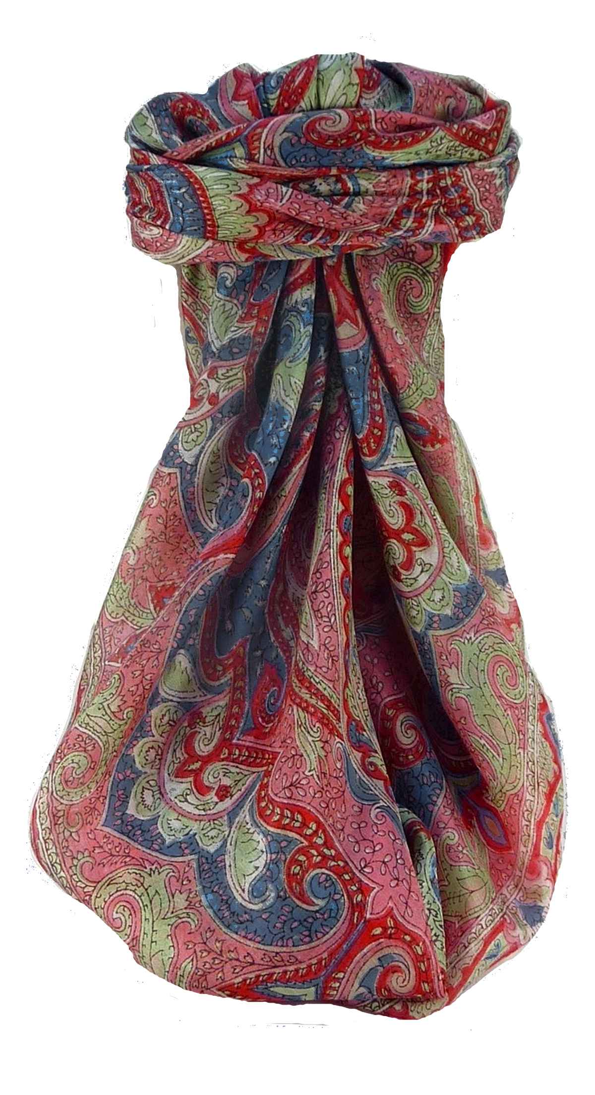 Tradizionale Sciarpa Quadrata di Seta Shruti Scarlet di Pashmina & Silk