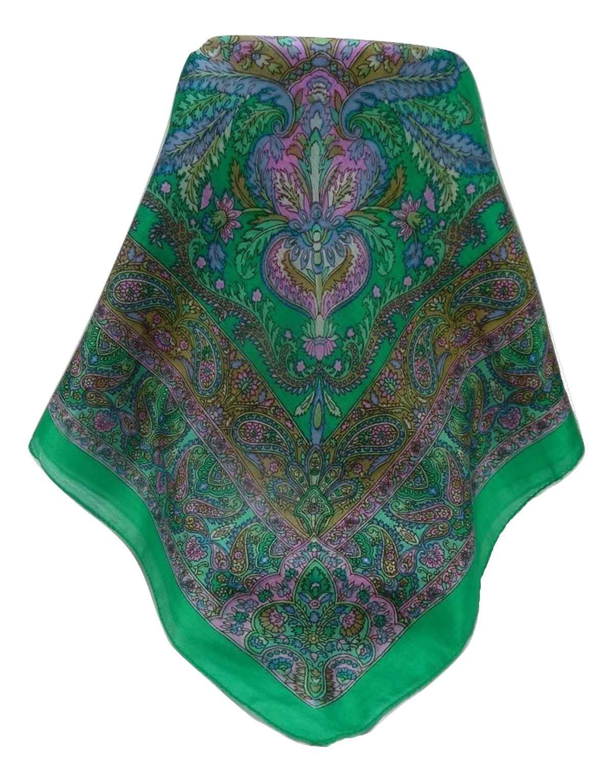 Tradizionale Sciarpa Quadrata di Seta Sunil Emerald di Pashmina & Silk