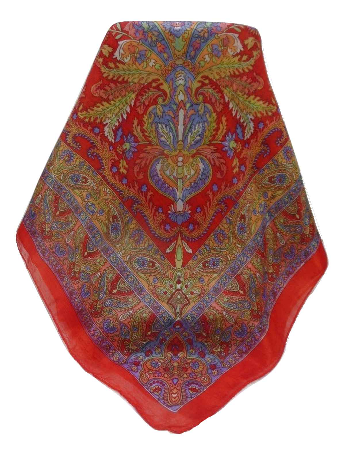 Tradizionale Sciarpa Quadrata di Seta Sunil Scarlet di Pashmina & Silk