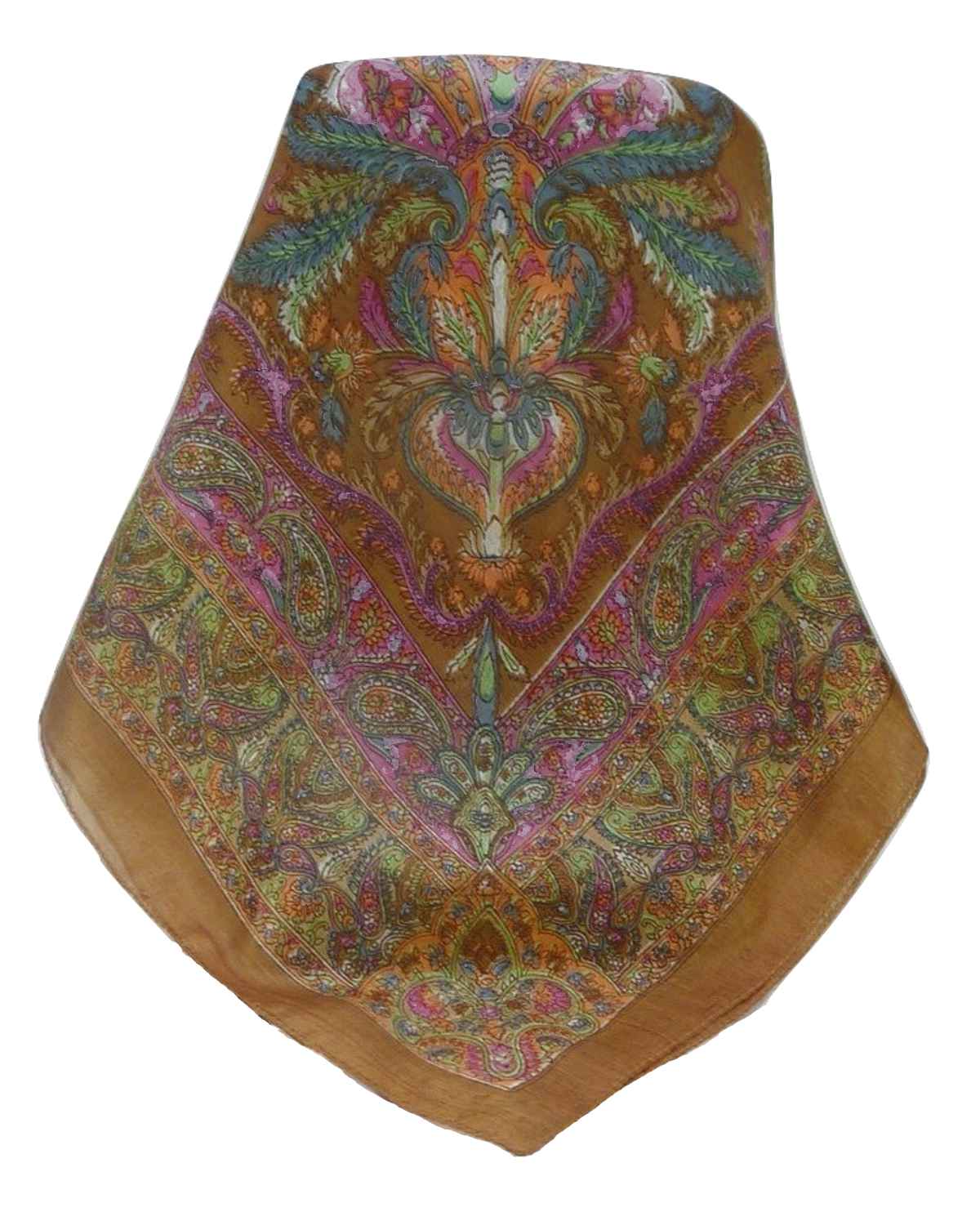 Tradizionale Sciarpa Quadrata di Seta Sunil Chestnut di Pashmina & Silk