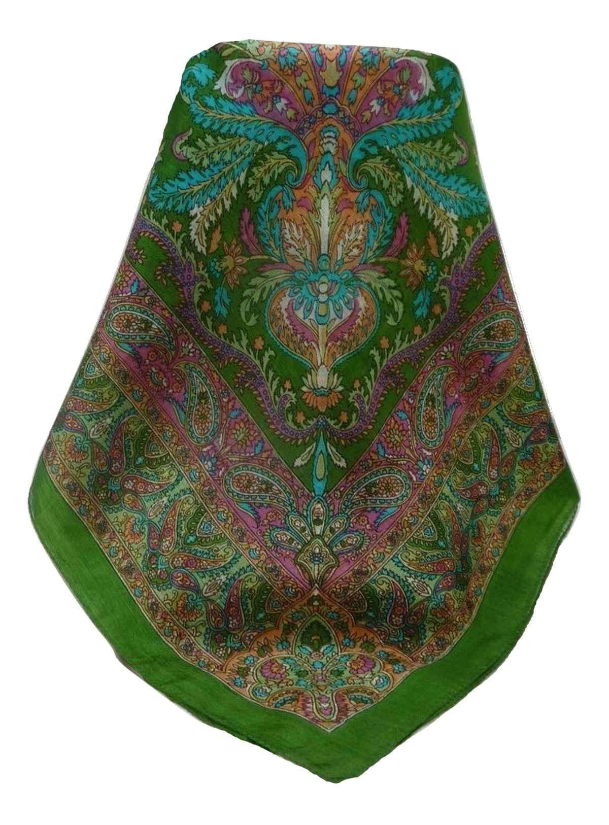 Tradizionale Sciarpa Quadrata di Seta Sunil Sage di Pashmina & Silk
