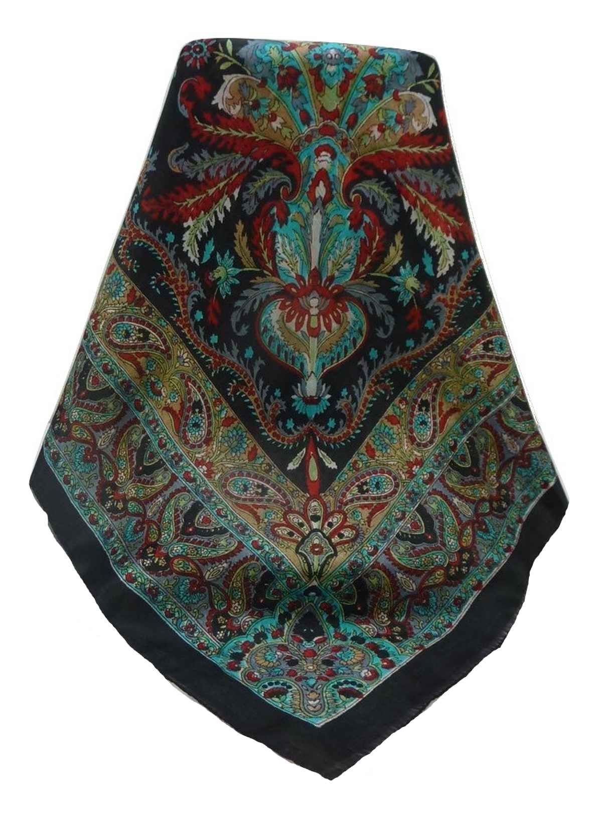 Tradizionale Sciarpa Quadrata di Seta Sunil Black di Pashmina & Silk