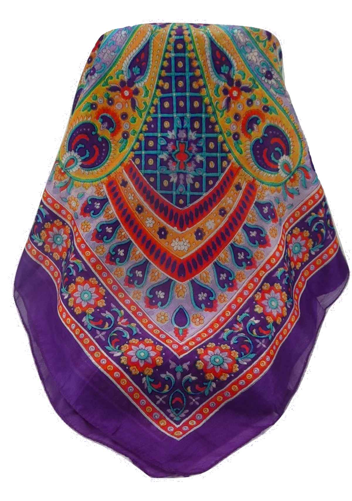 Tradizionale Sciarpa Quadrata di Seta Vikash Violet di Pashmina & Silk