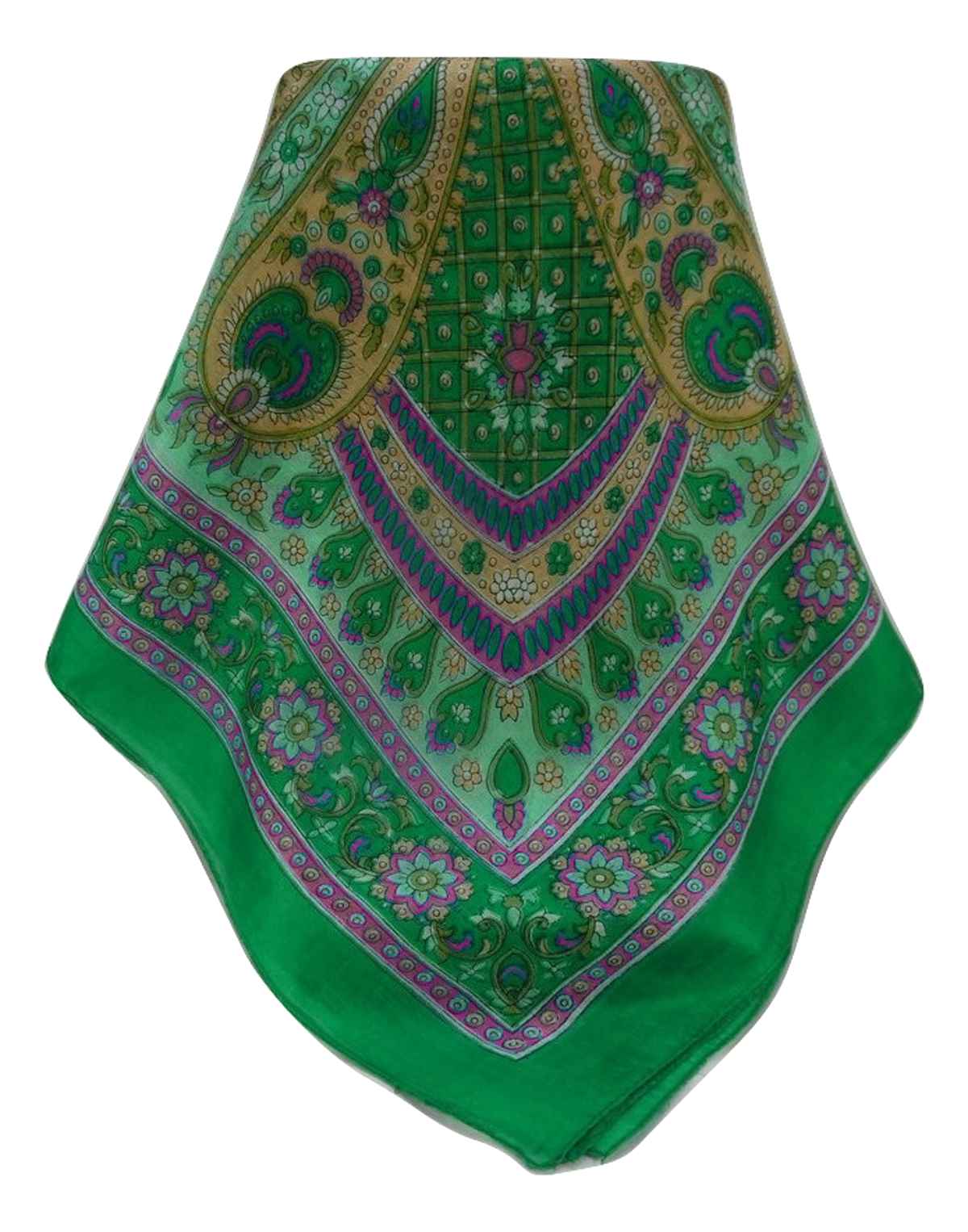Tradizionale Sciarpa Quadrata di Seta Vikash Emerald di Pashmina & Silk