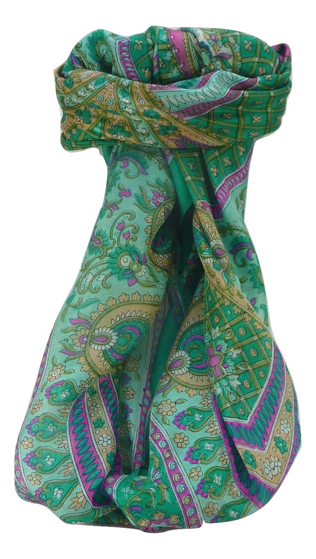 Tradizionale Sciarpa Quadrata di Seta Vikash Emerald di Pashmina & Silk