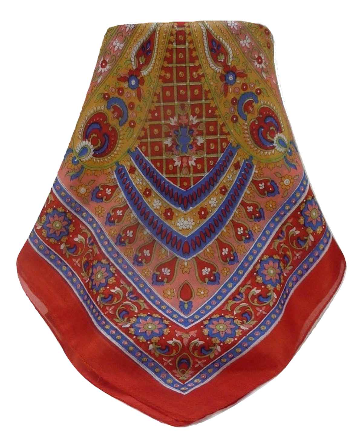Tradizionale Sciarpa Quadrata di Seta Vikash Scarlet di Pashmina & Silk