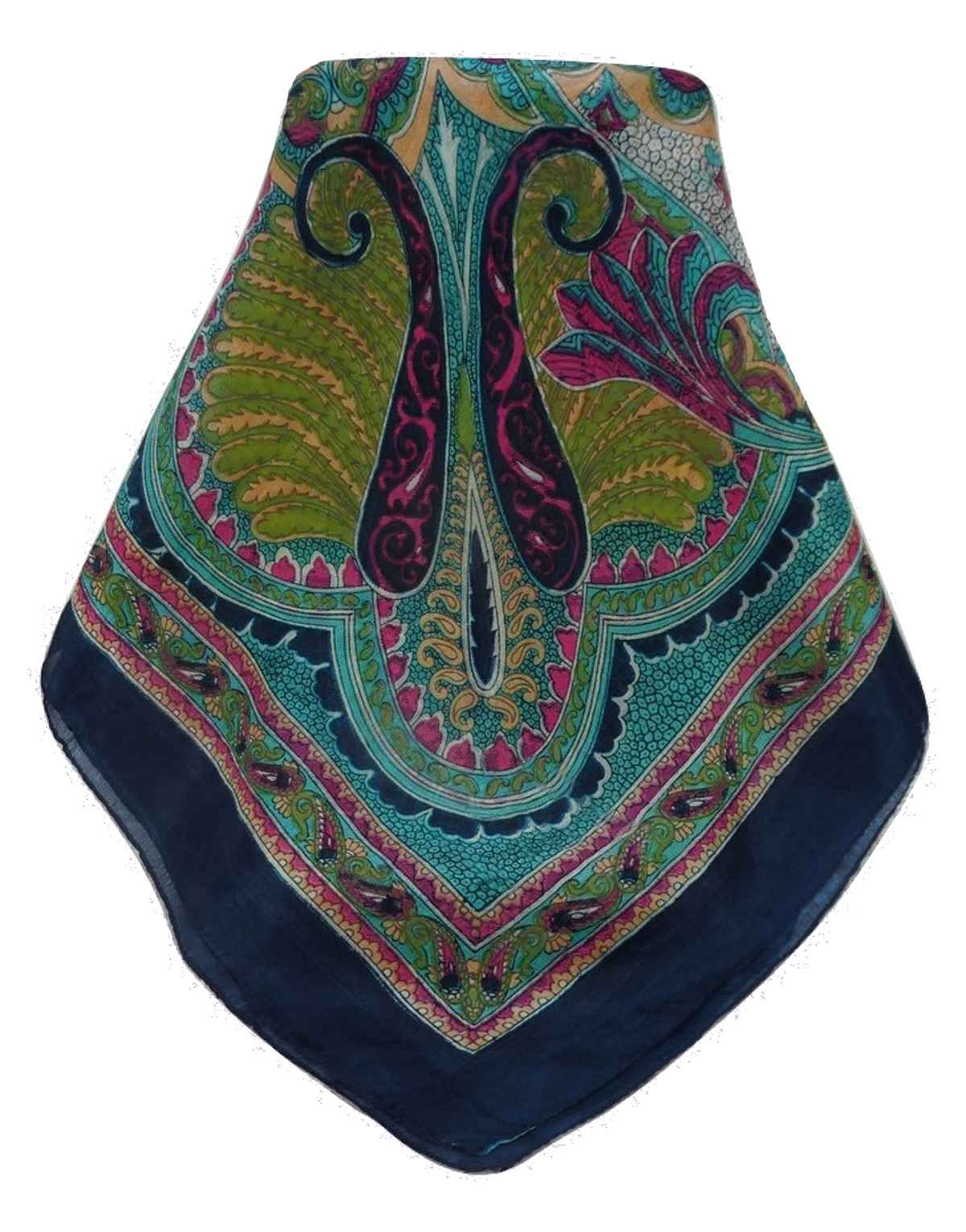 Tradizionale Sciarpa Quadrata di Seta Zubin Navy di Pashmina & Silk