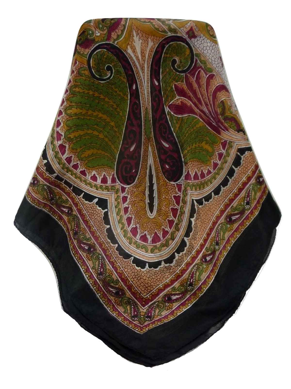 Tradizionale Sciarpa Quadrata di Seta Zubin Black di Pashmina & Silk