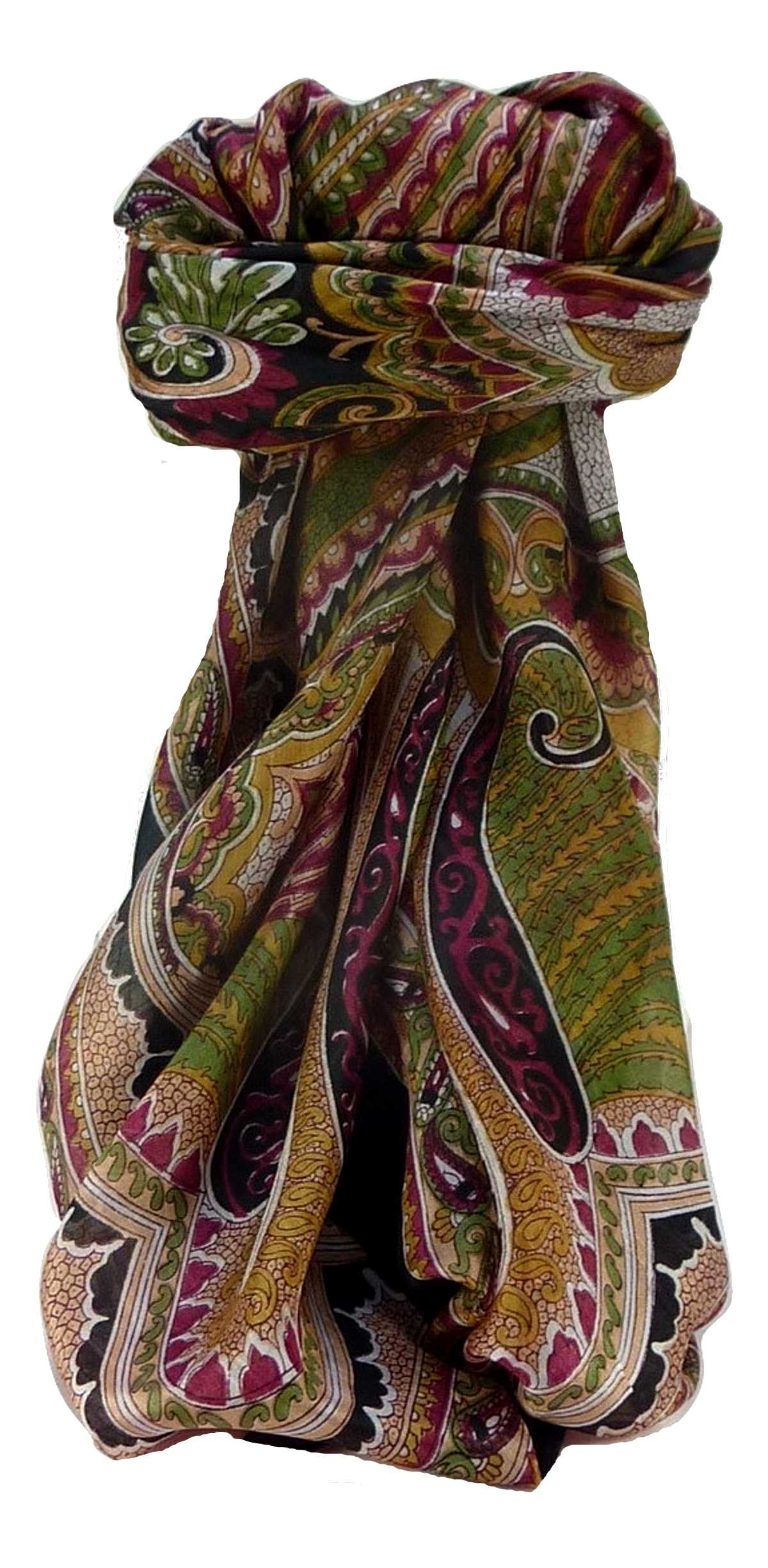 Tradizionale Sciarpa Quadrata di Seta Zubin Black di Pashmina & Silk