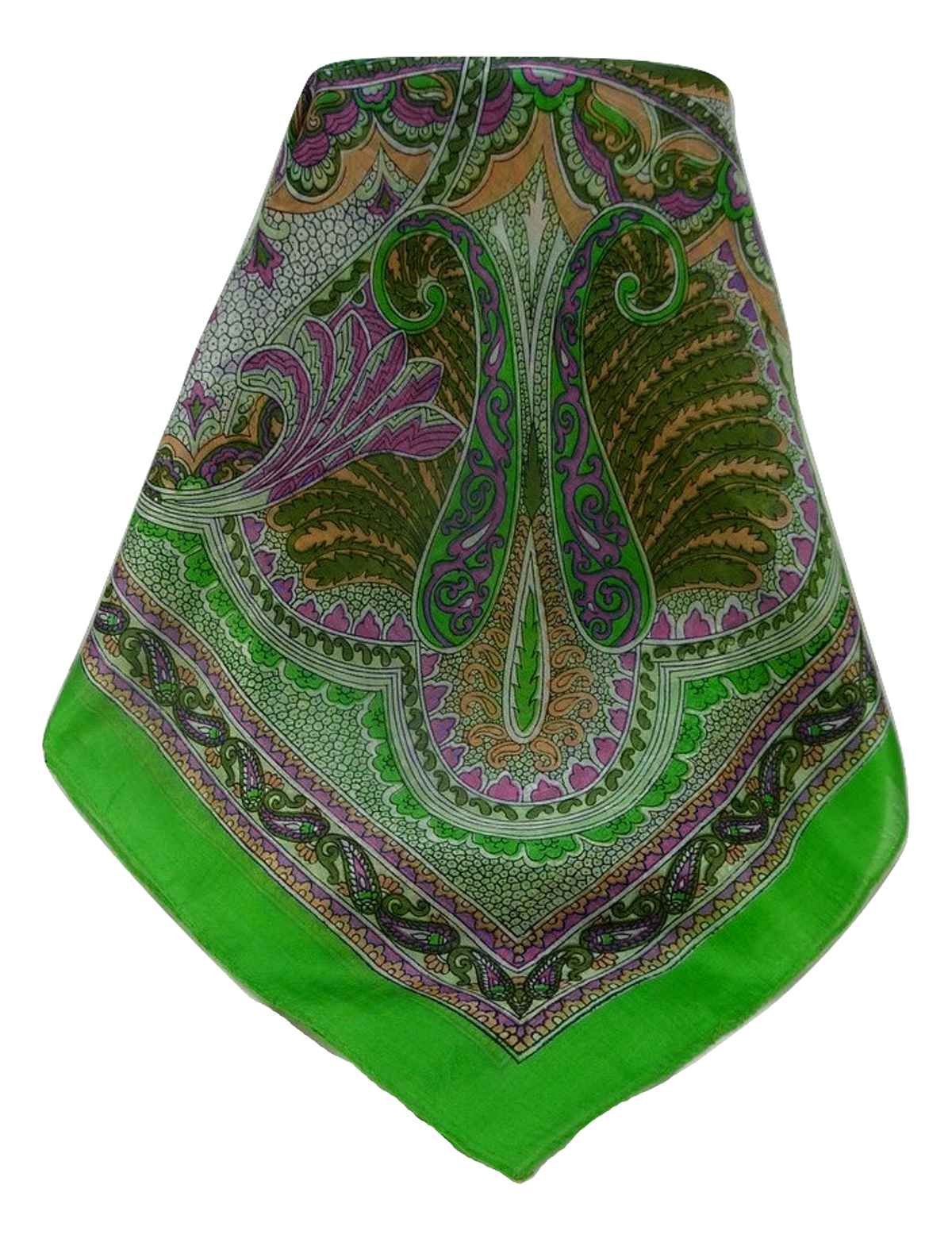 Tradizionale Sciarpa Quadrata di Seta Zubin Lime di Pashmina & Silk