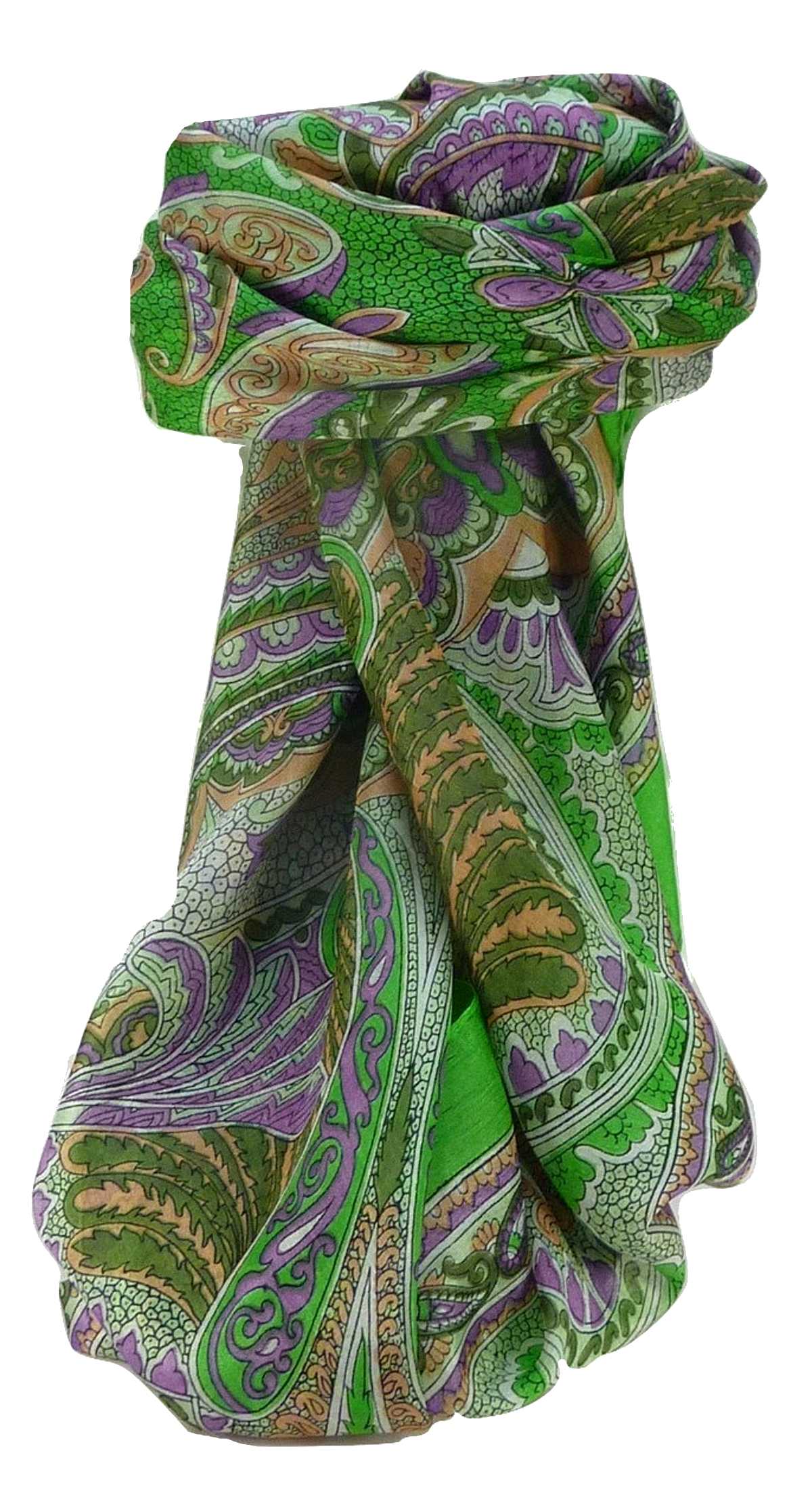 Tradizionale Sciarpa Quadrata di Seta Zubin Lime di Pashmina & Silk