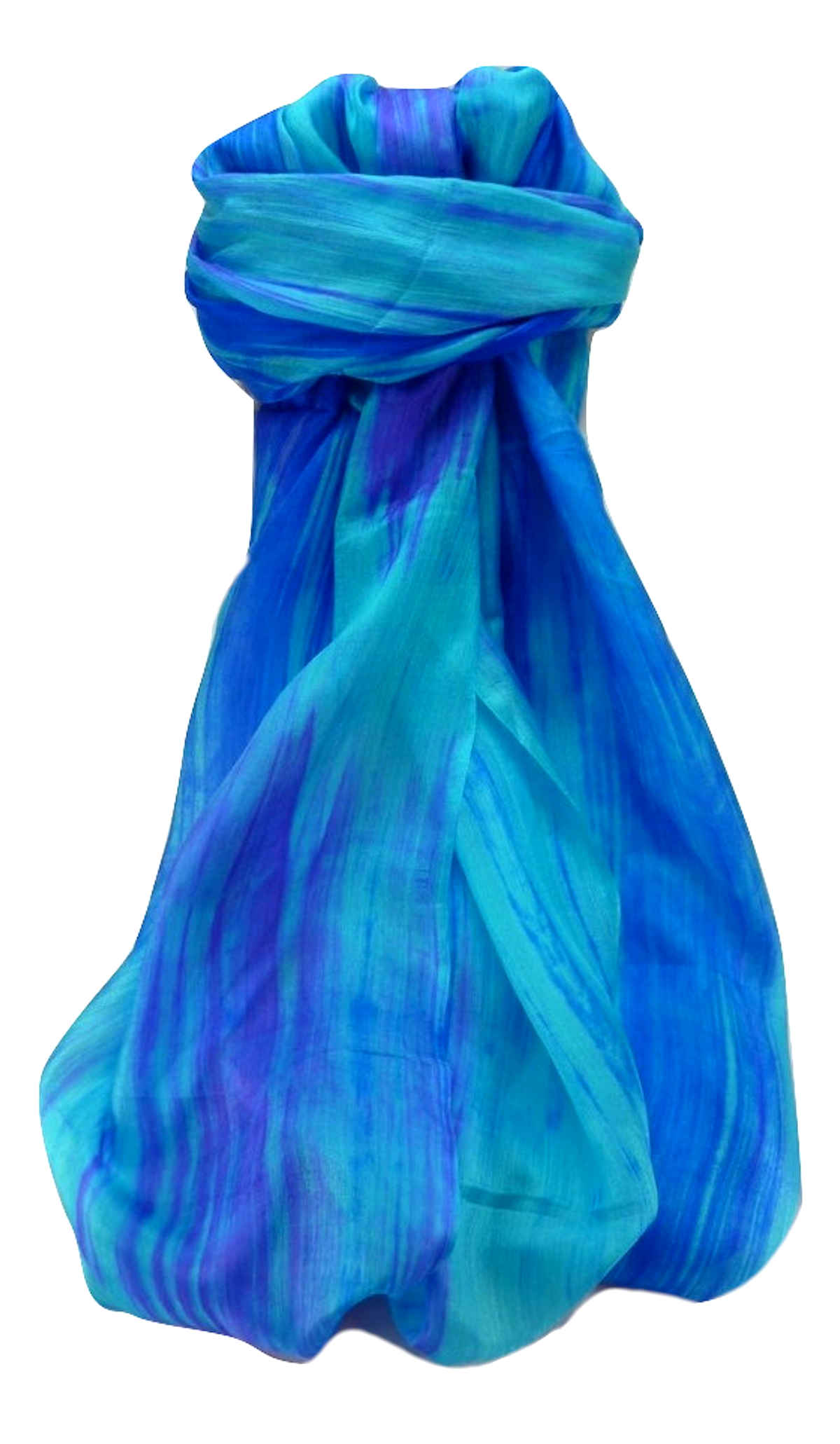 Vietnamese Pure Silk Long Scarf Lai-Chau Azure by Pashmina & Silk