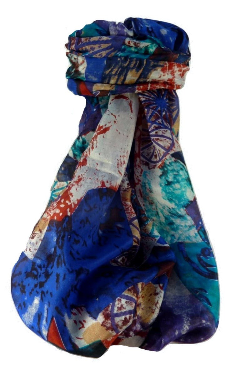 P&S Sciarpa Longa Contemporary Seta di Gelso Javi Blue