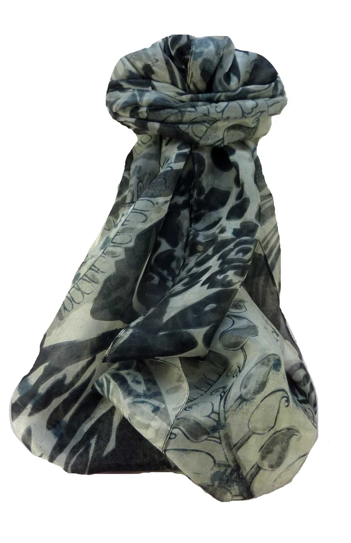 P&S Sciarpa Longa Contemporary Seta di Gelso Kavitar Charcoal