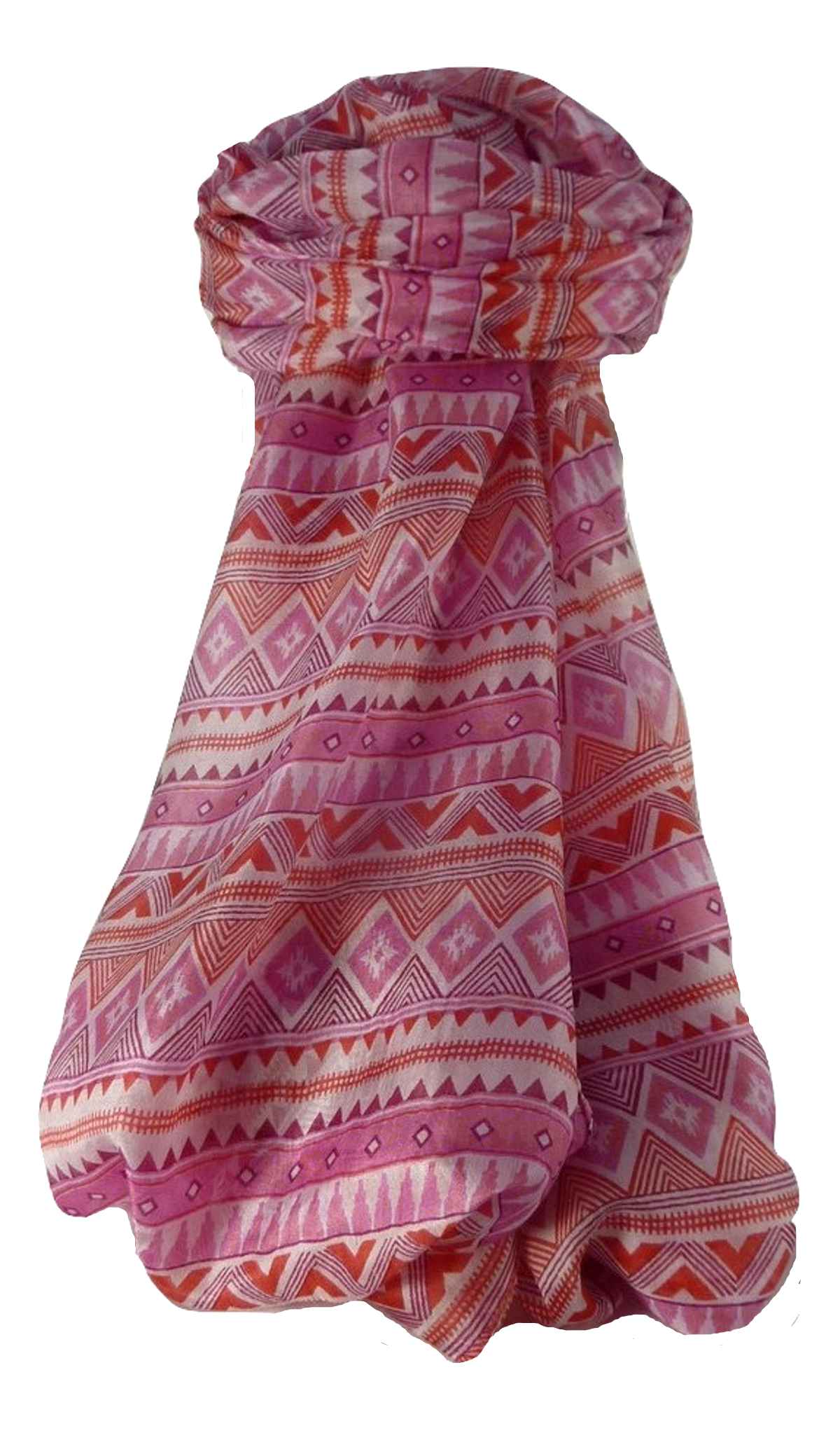 Mulberry Silk Contemporary Long Scarf Ranjan Pink by Pashmina & Silk