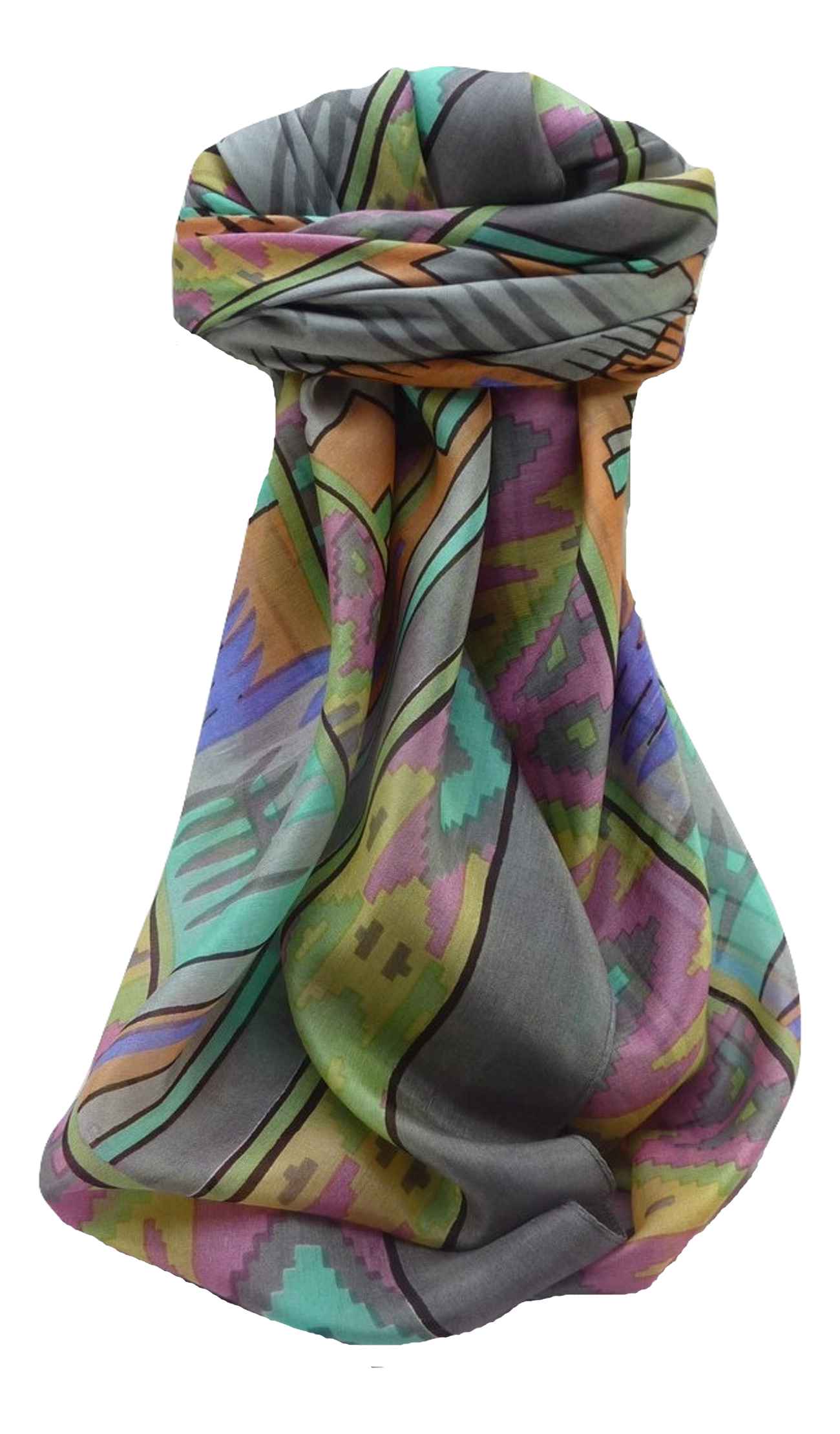 Mulberry Silk Contemporary Square Scarf Geometric G153 by Pashmina & Silk