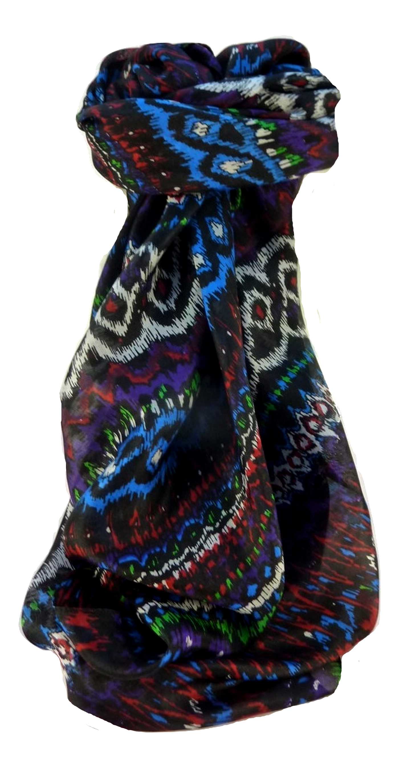 Mulberry Silk Contemporary Square Scarf Nalikar Multi Coloured by Pashmina & Silk