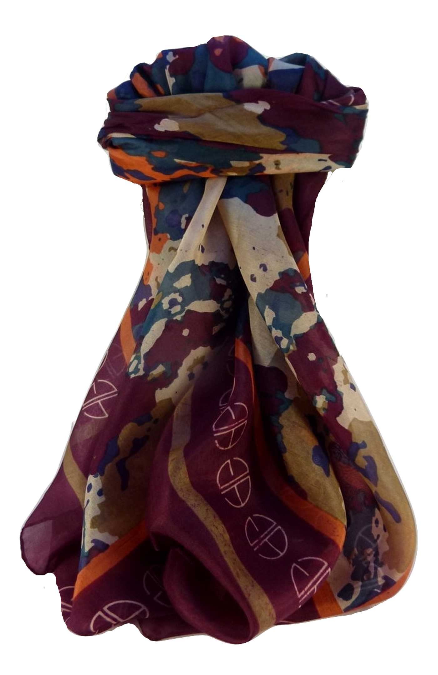 Mulberry Silk Contemporary Square Scarf Mitali Wine by Pashmina & Silk