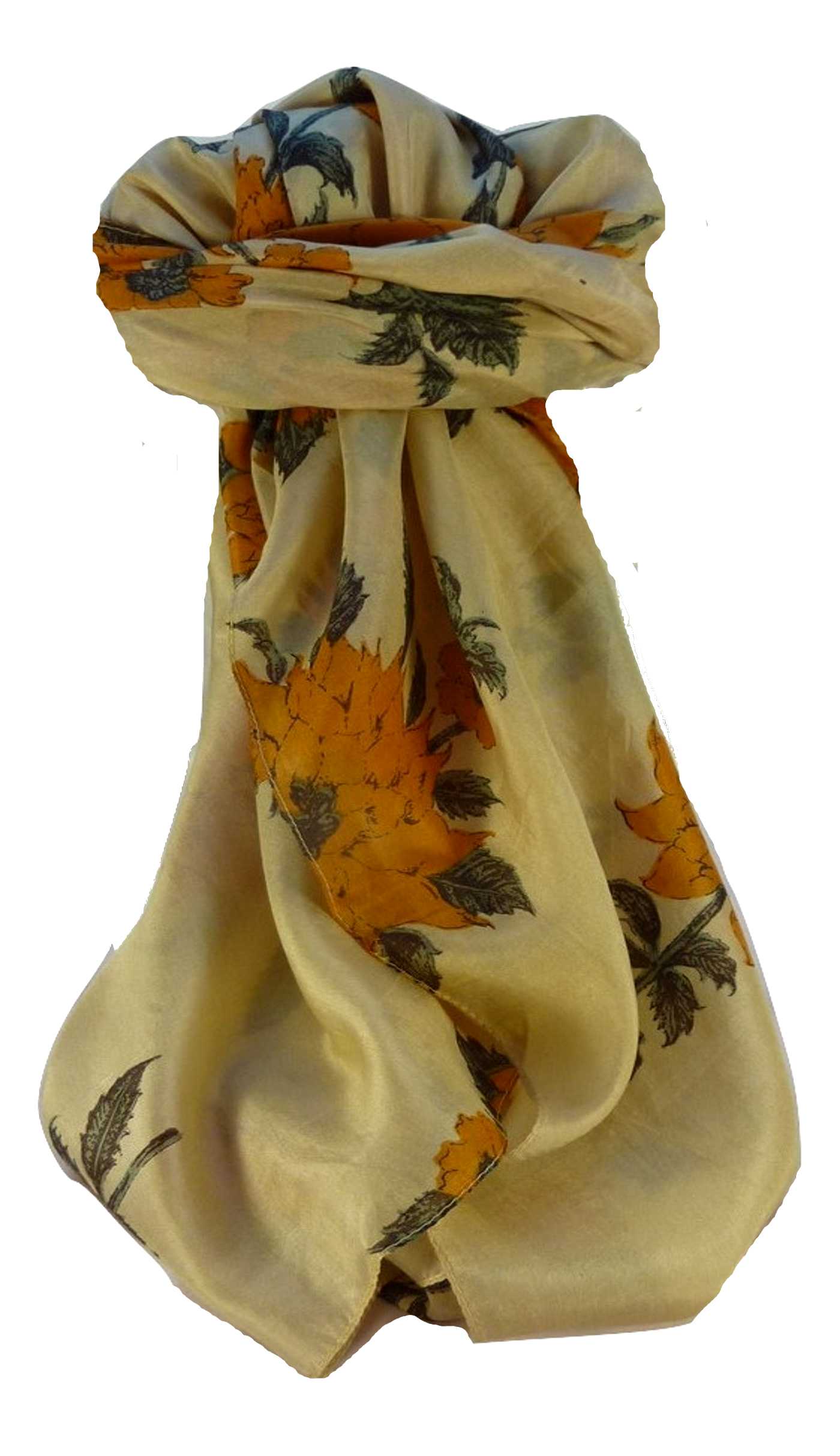 Mulberry Silk Contemporary Square Scarf Javinder Tangerine by Pashmina & Silk