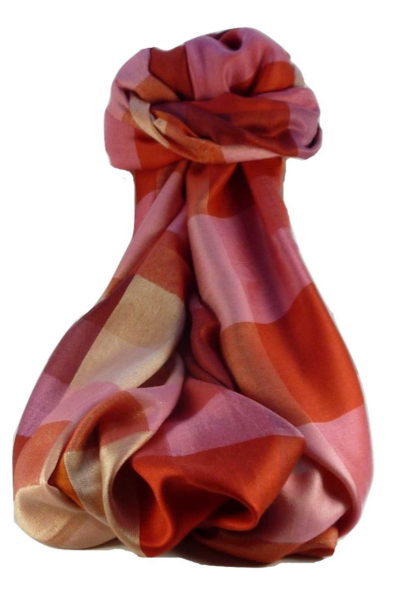 Premium Silk Stole Mondrian Pattern Red & Pink Colourway by Pashmina & Silk